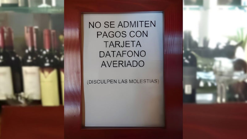 No se admiten pagos con tarjeta