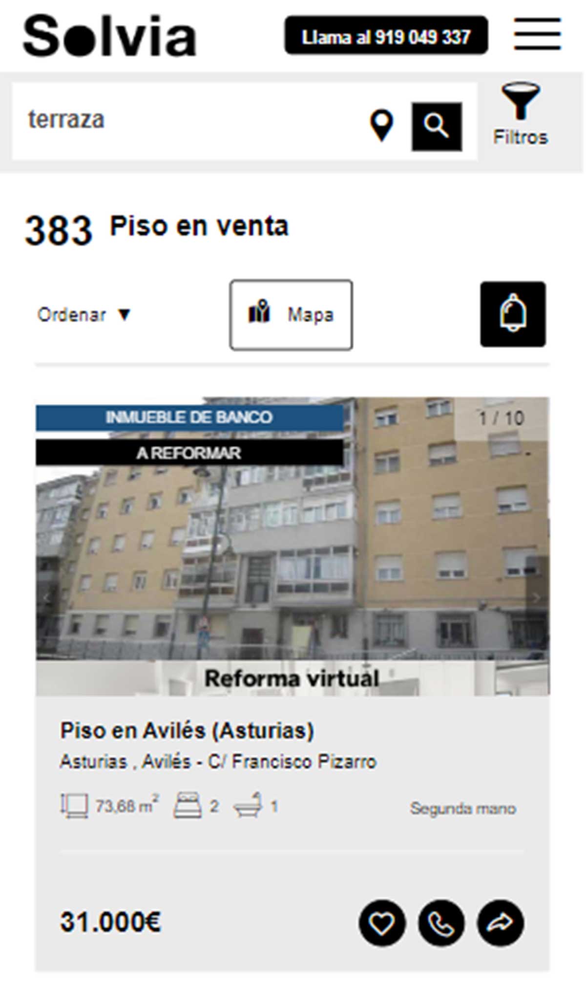 Piso con terraza por 31.000 euros