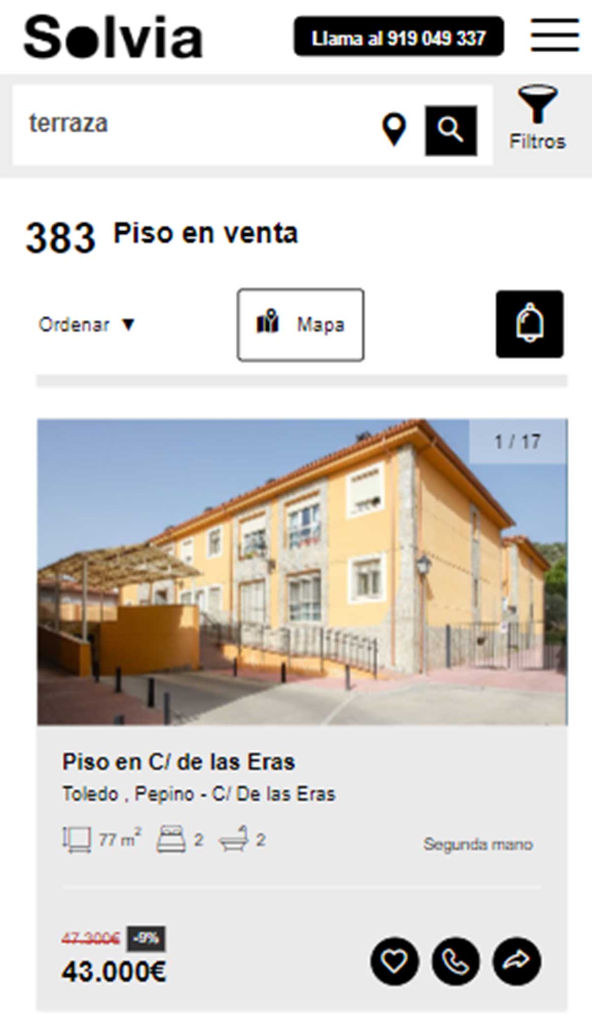 Piso con terraza por 43.000 euros