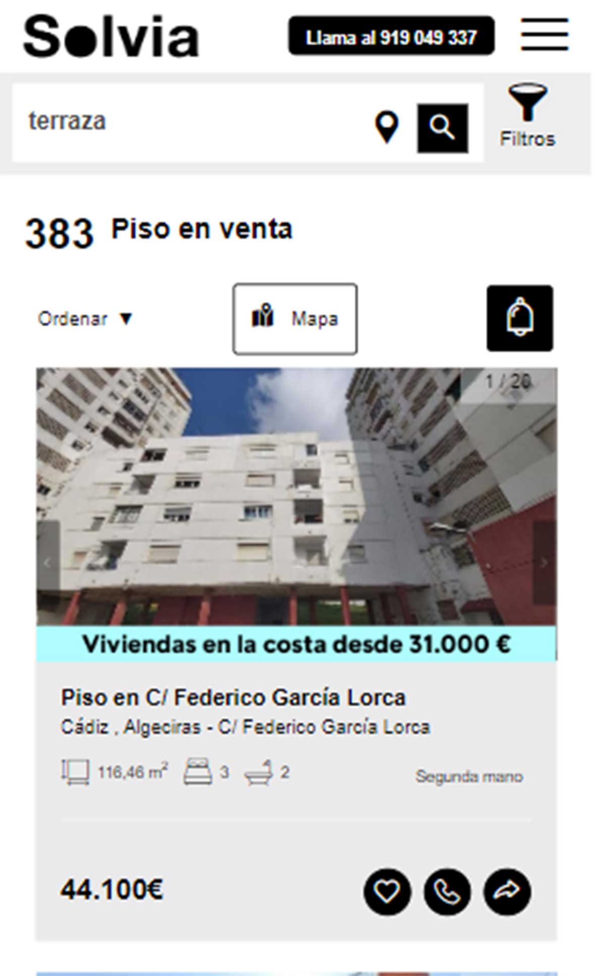 Piso con terraza por 44.000 euros