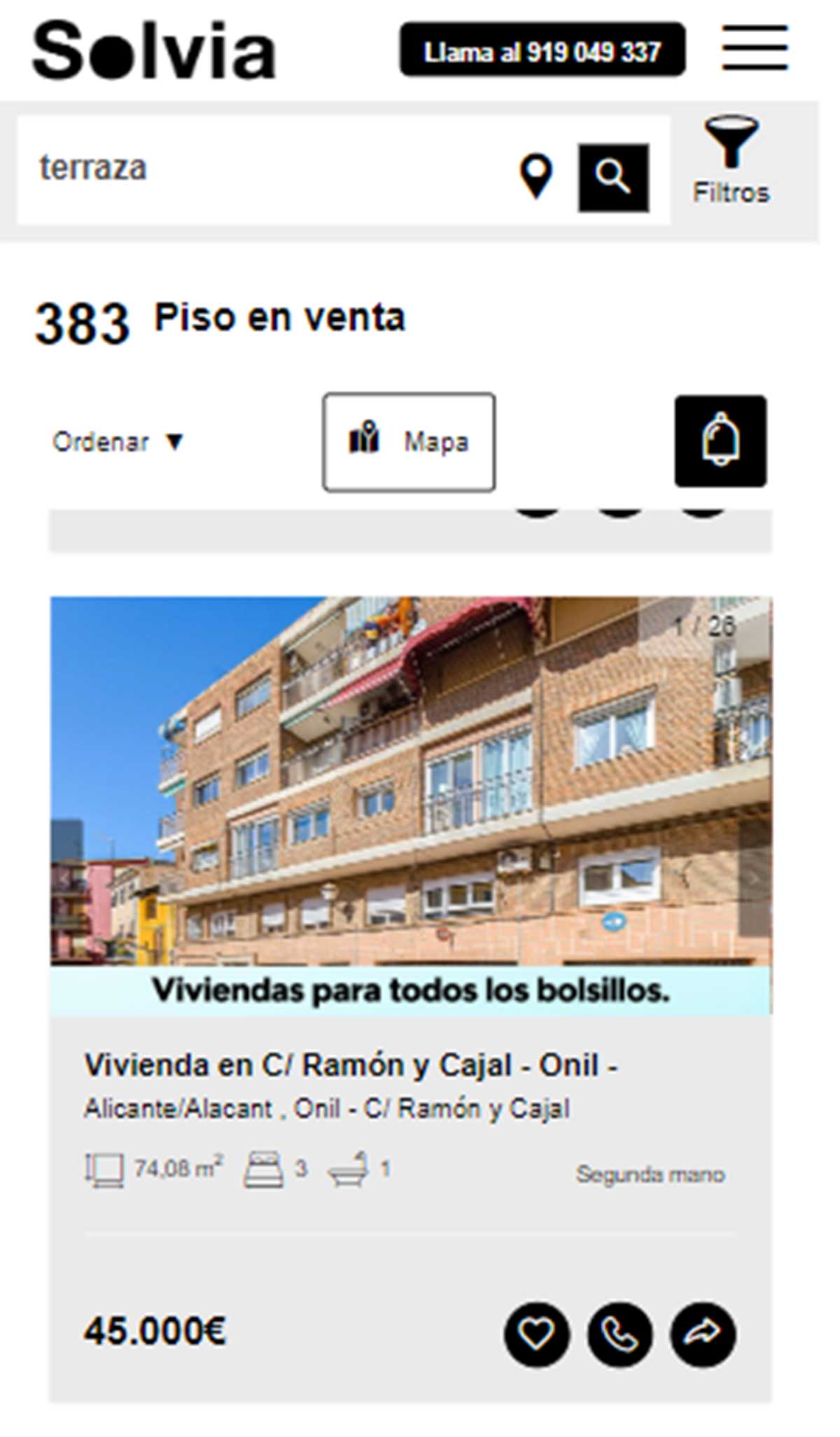 Piso con terraza por 45.000 euros