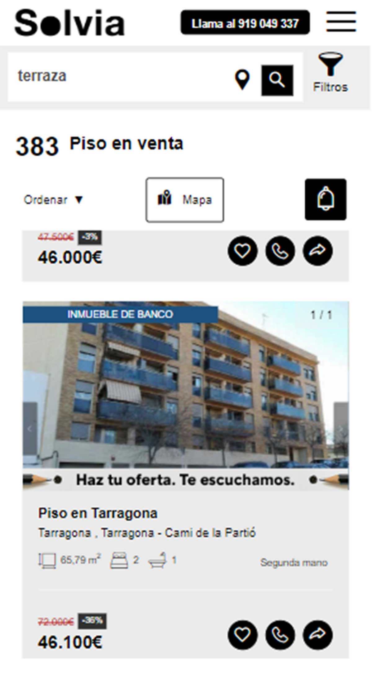Piso con terraza por 46.000 euros
