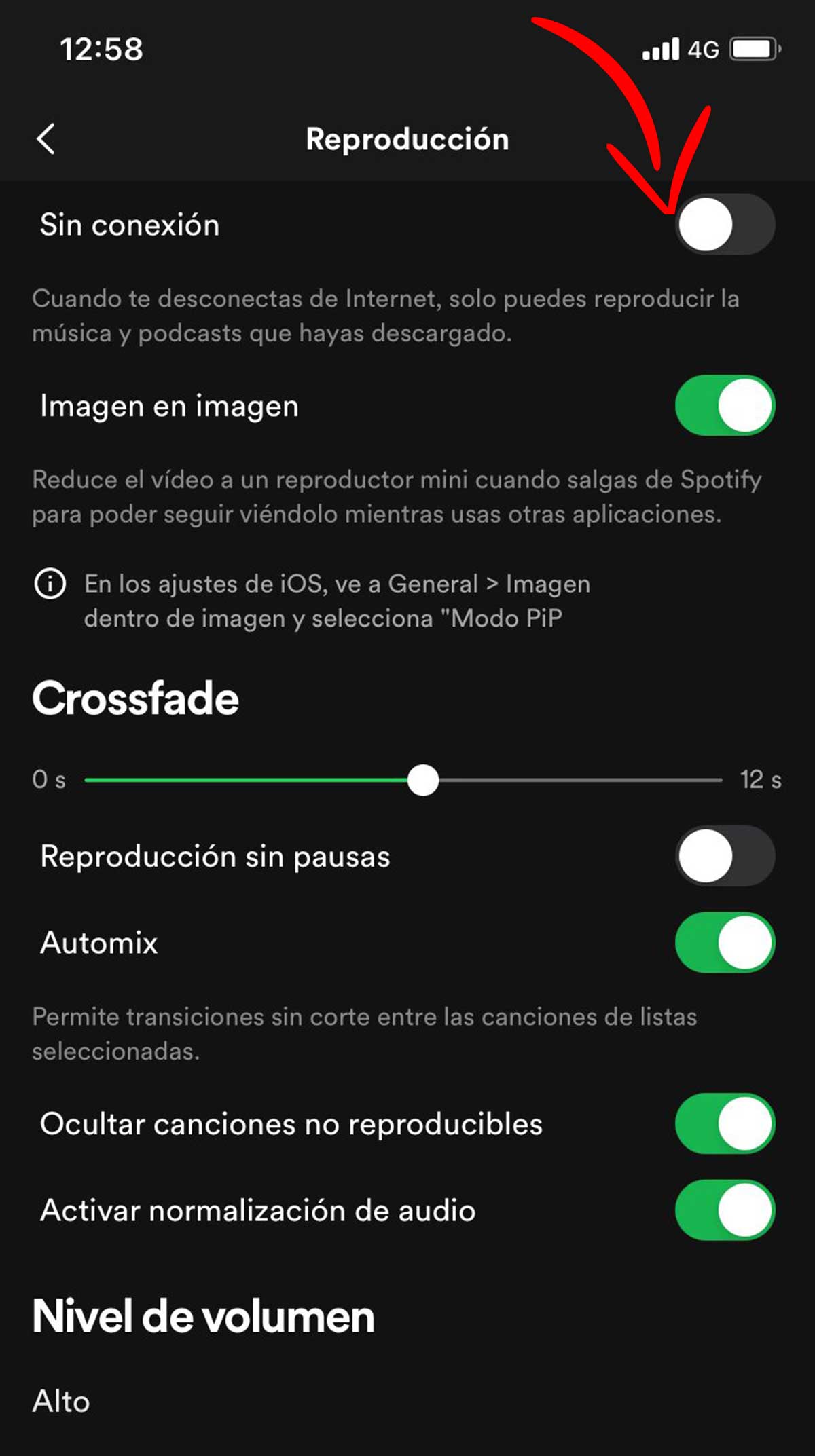 Spotify sin conexión.