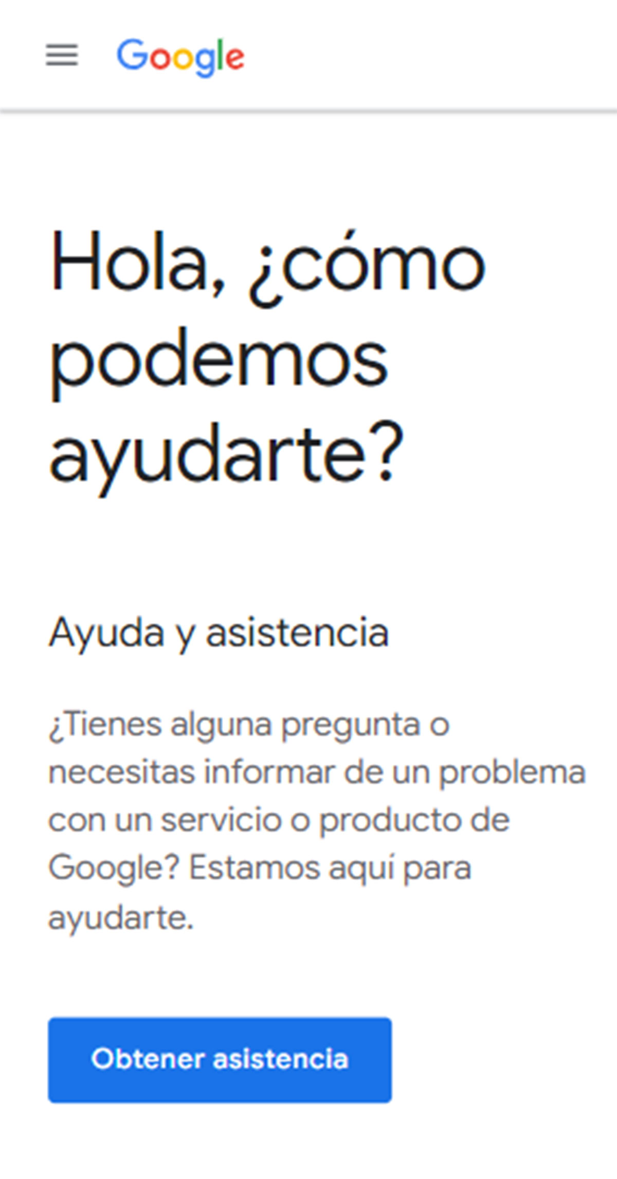 Portal de asistencia de Google