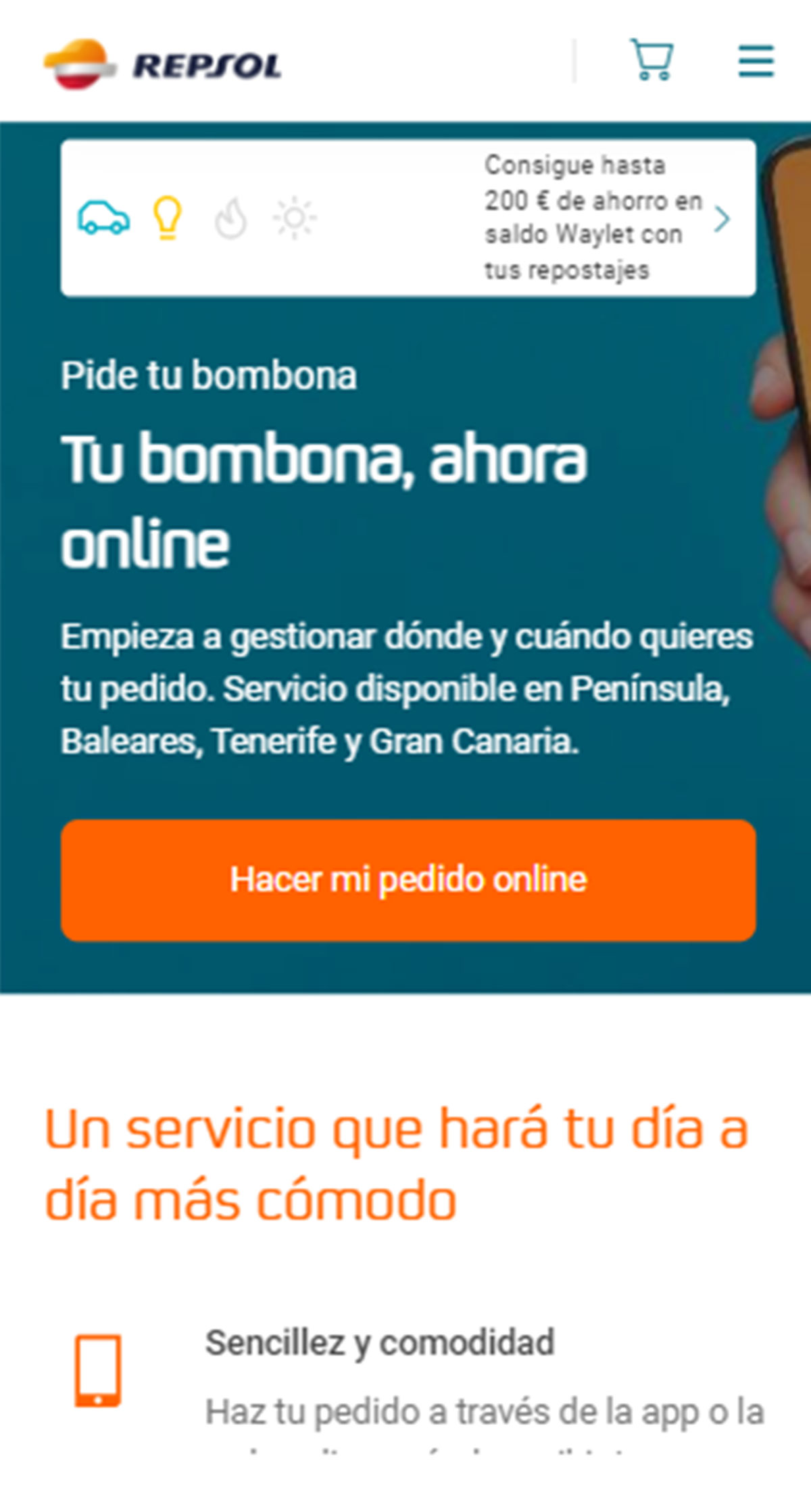 Pedir butano en Repsol