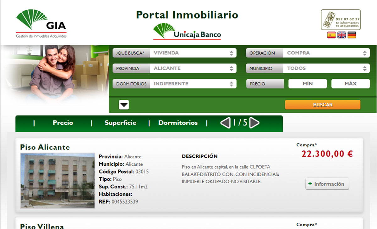 Catálogo de pisos de banco en Alicante
