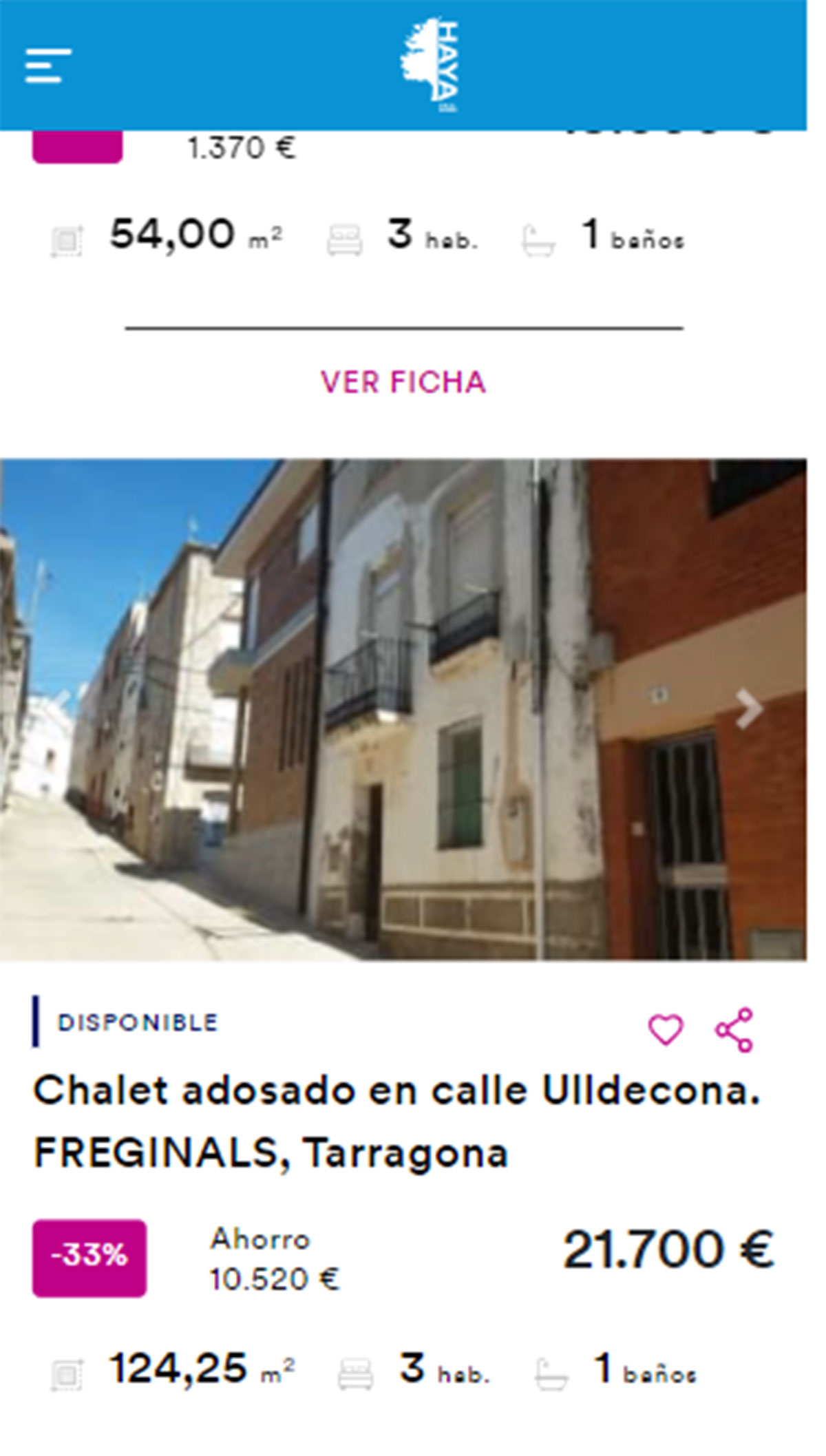 Chalet adosado en venta por 21.700 euros