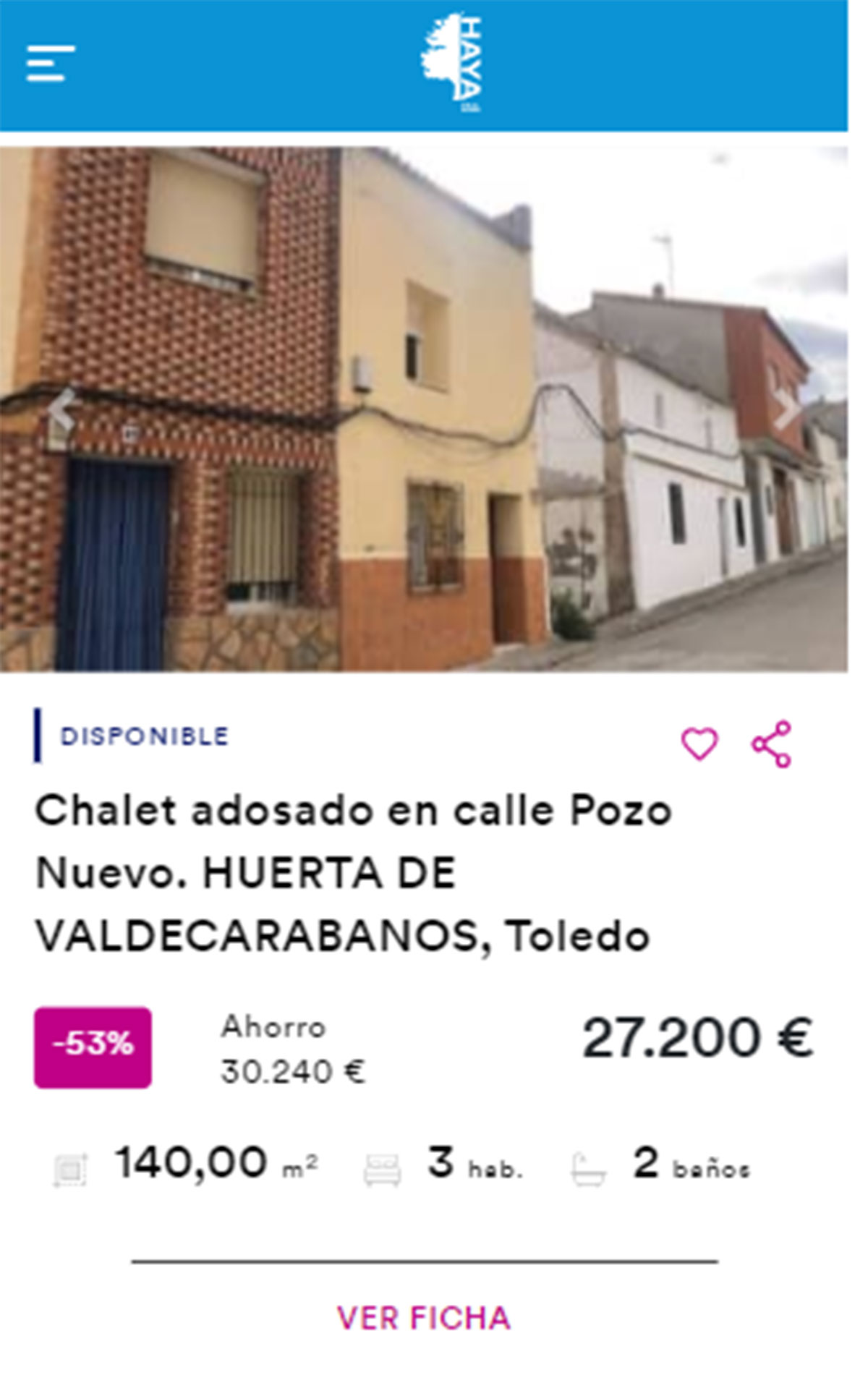 Chalet adosado en venta por 27.000 euros