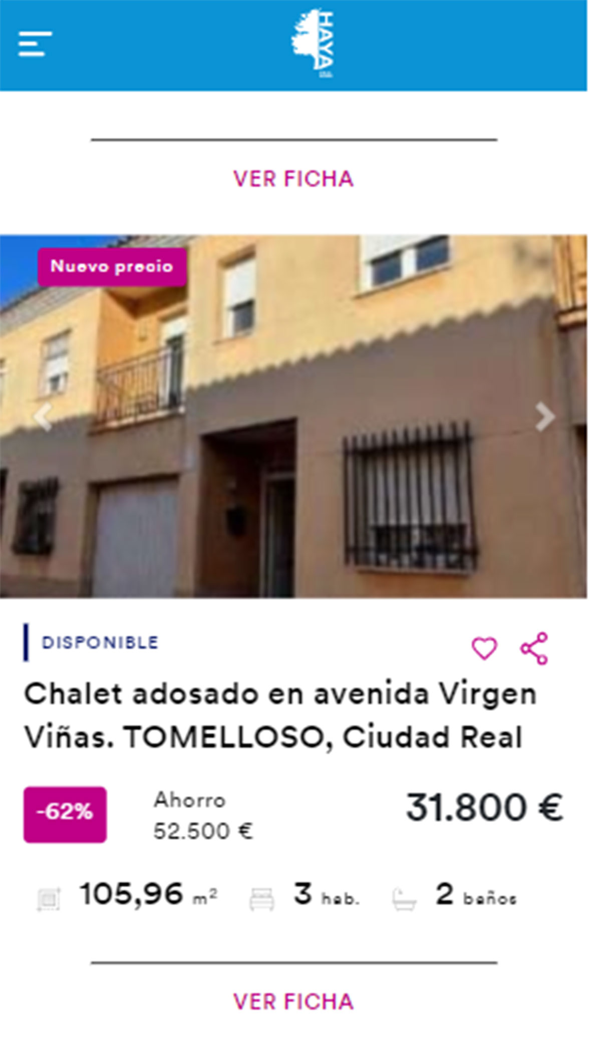 Chalet adosado en venta por 28.000 euros