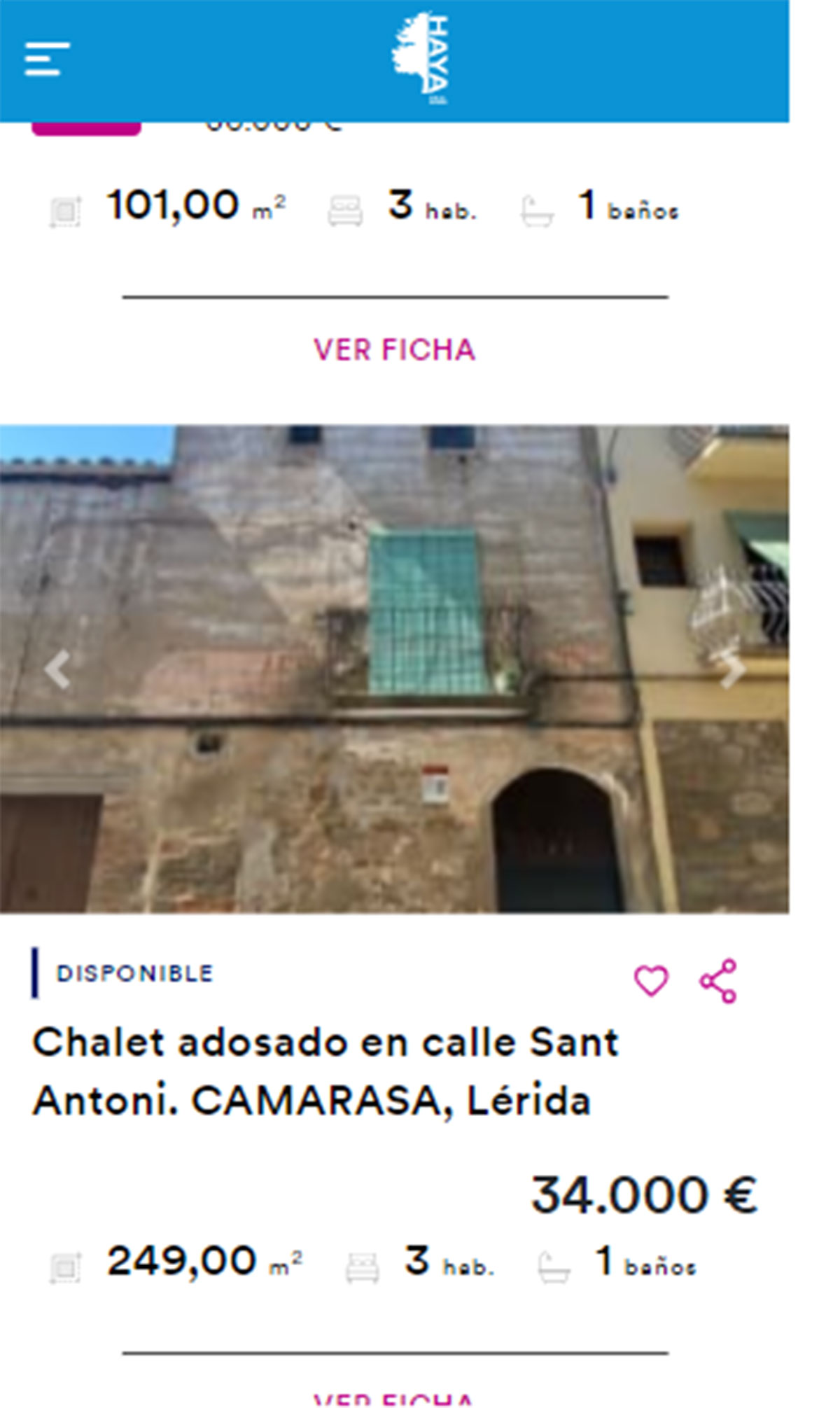 Chalet adosado en venta por 34.000 euros