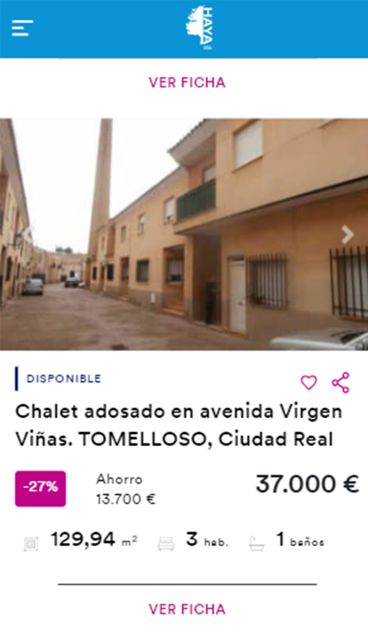 Chalet adosado en venta por 37.000 euros