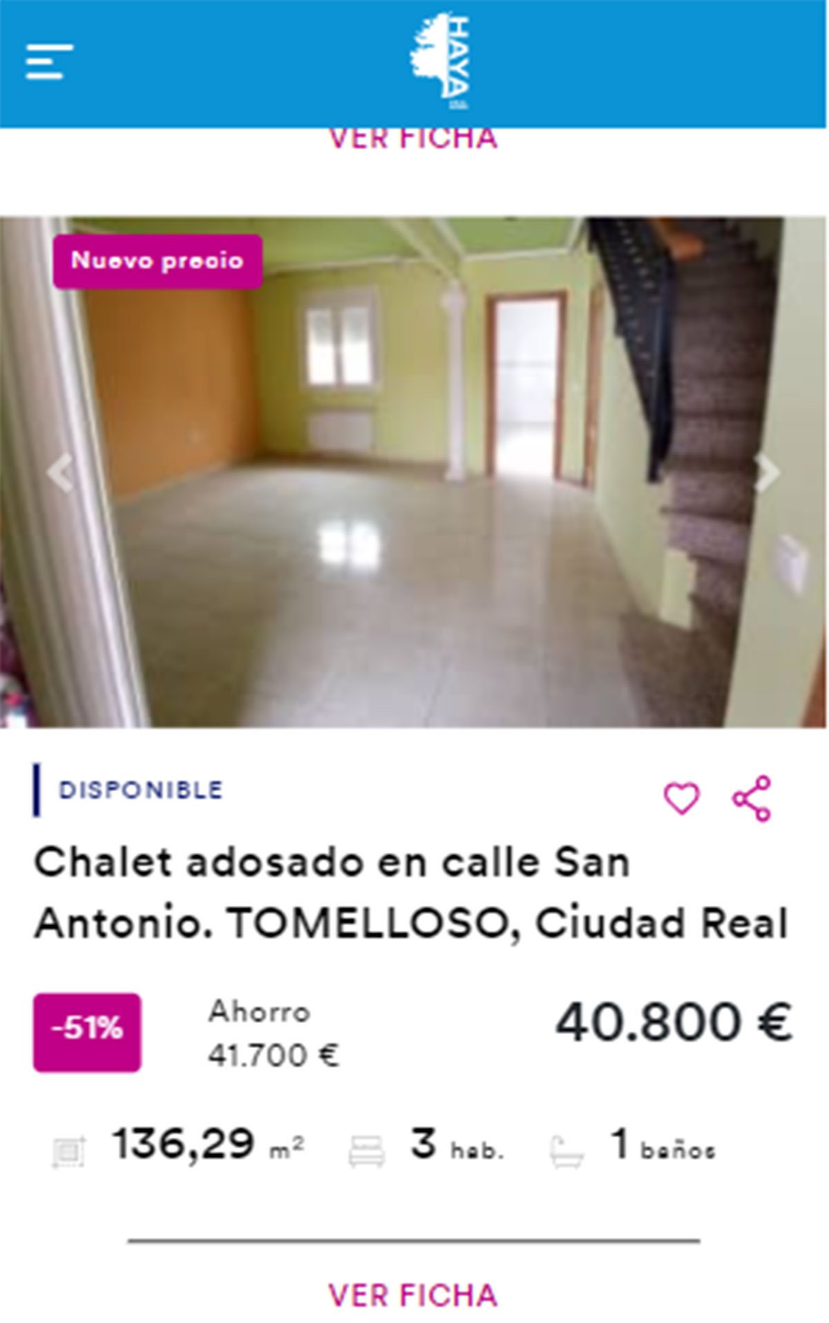 Chalet adosado en venta por 40.000 euros