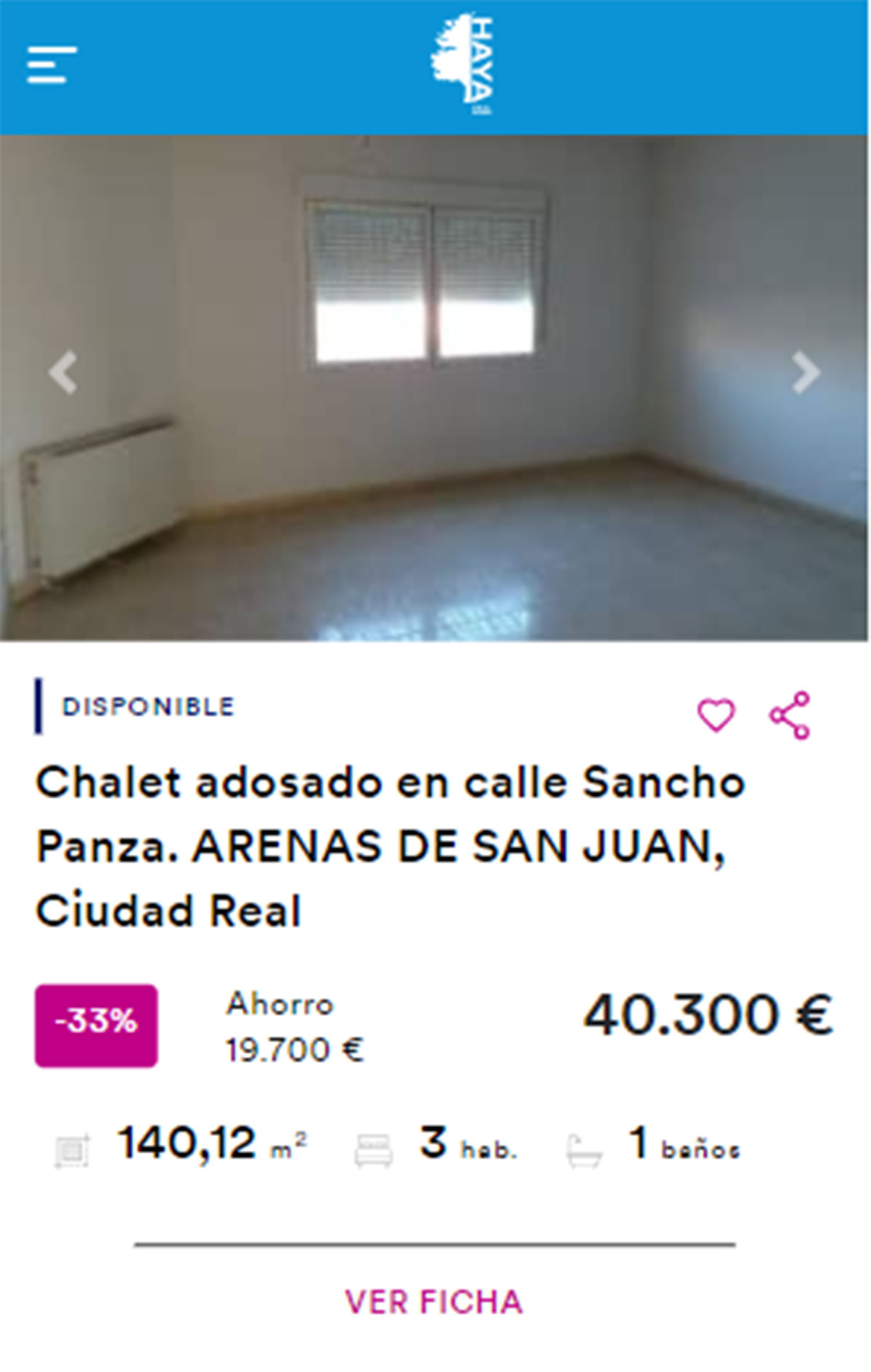 Chalet adosado en venta por 40.300 euros