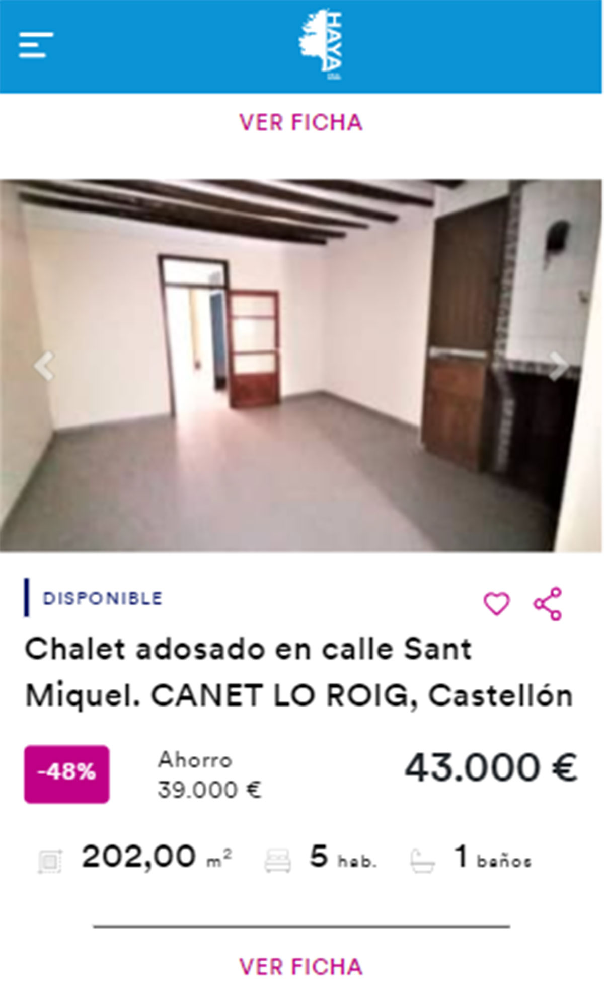 Chalet adosado en venta por 43.000 euros