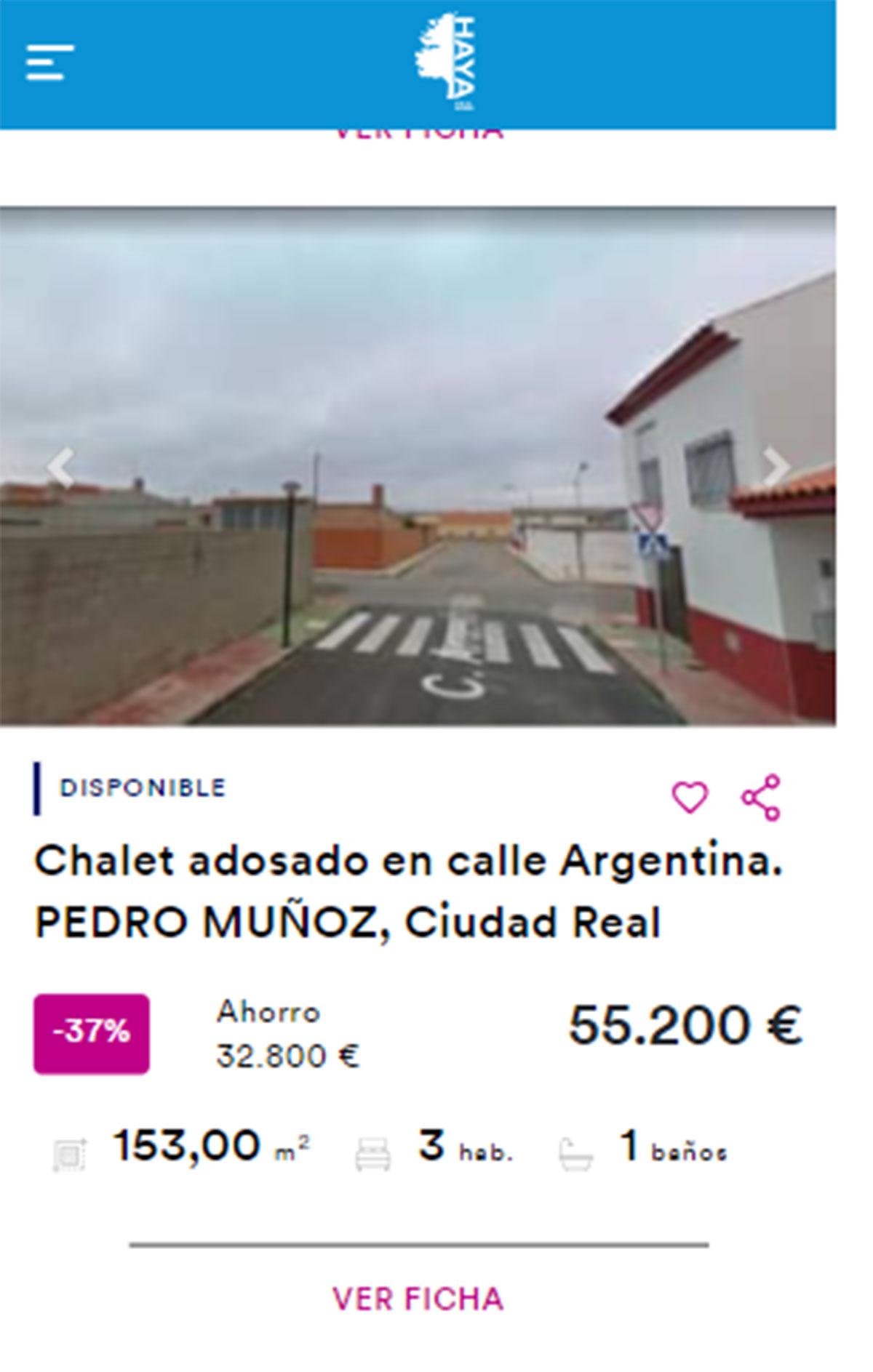 Chalet adosado en venta por 55.000 euros