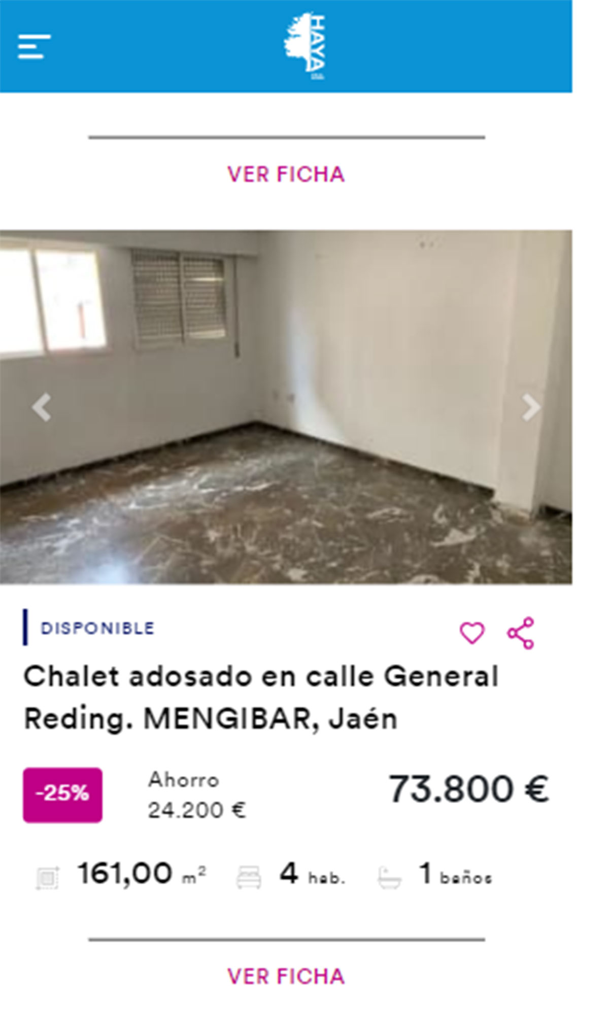 Chalet adosado en venta por 73.000 euros