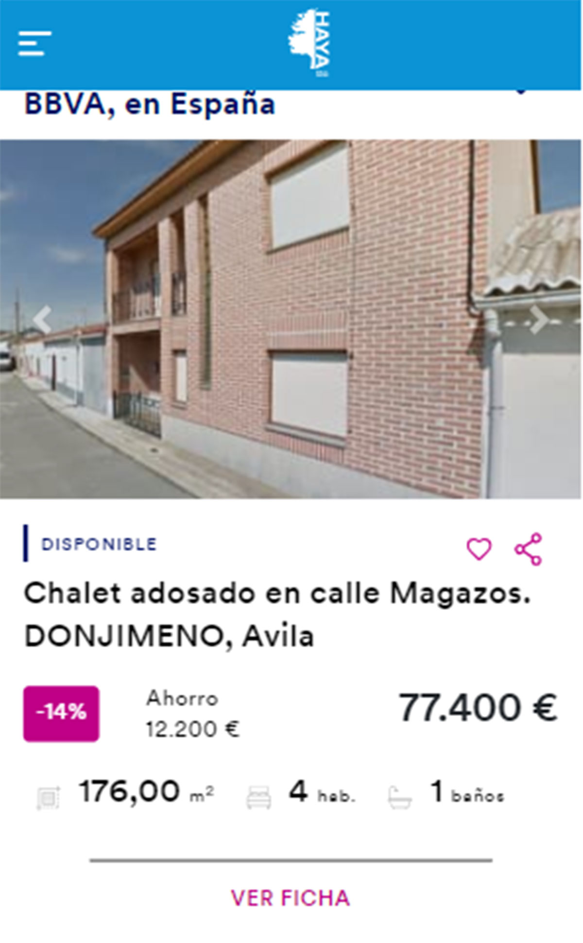 Chalet adosado en venta por 77.000 euros