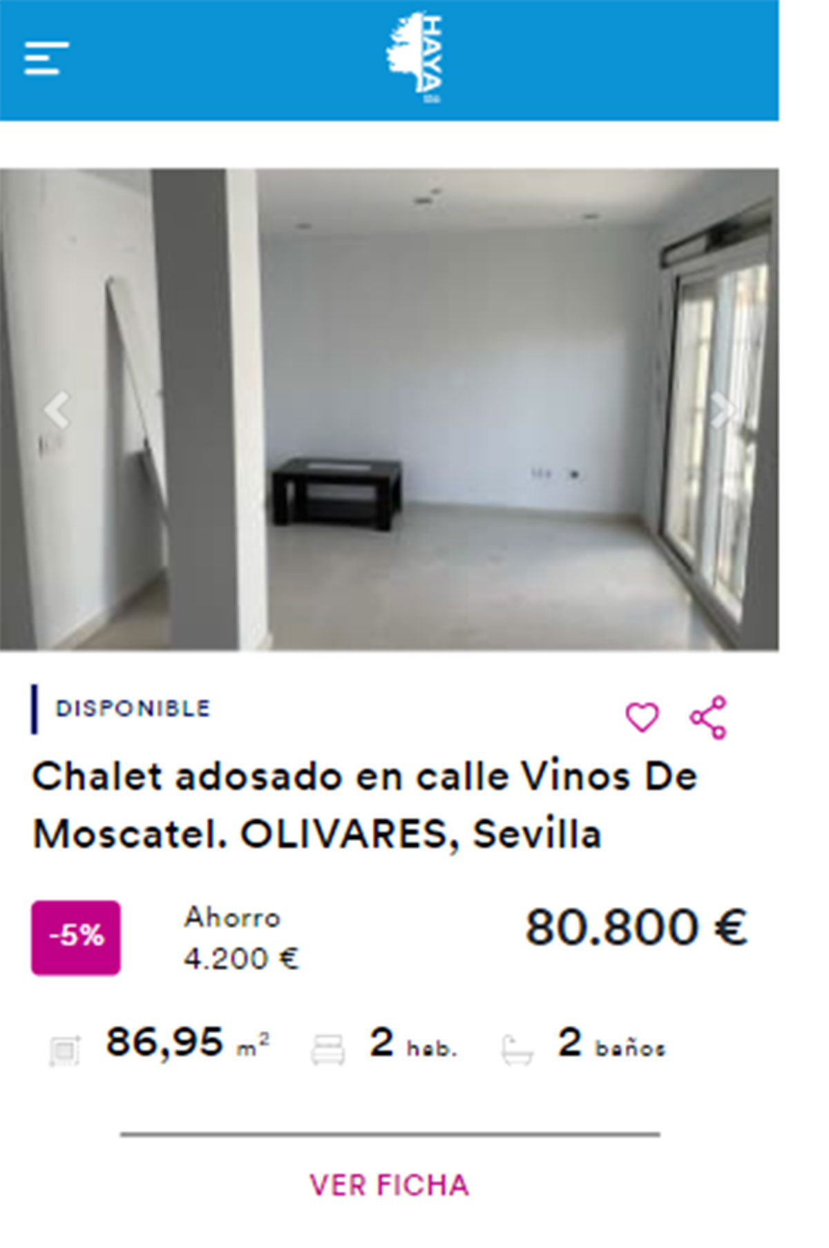 Chalet adosado en venta por 80.000 euros