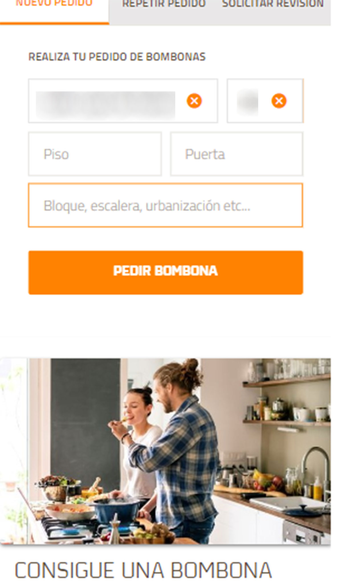 Introducir dirección de entrega en Repsol