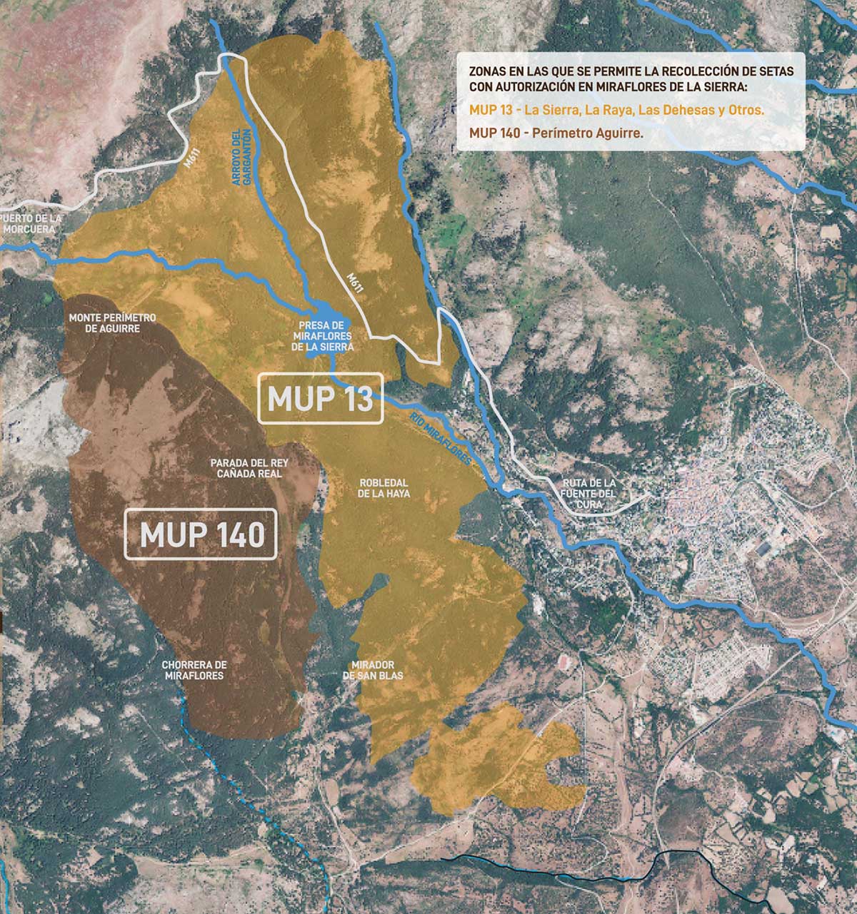 Mapa de recolección de setas en Miraflores de la Sierra.