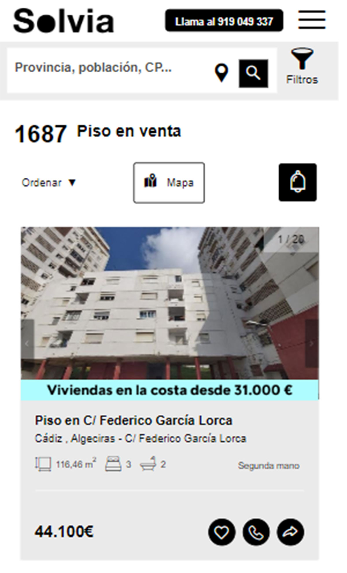 Piso con dos baños por 44.000 euros