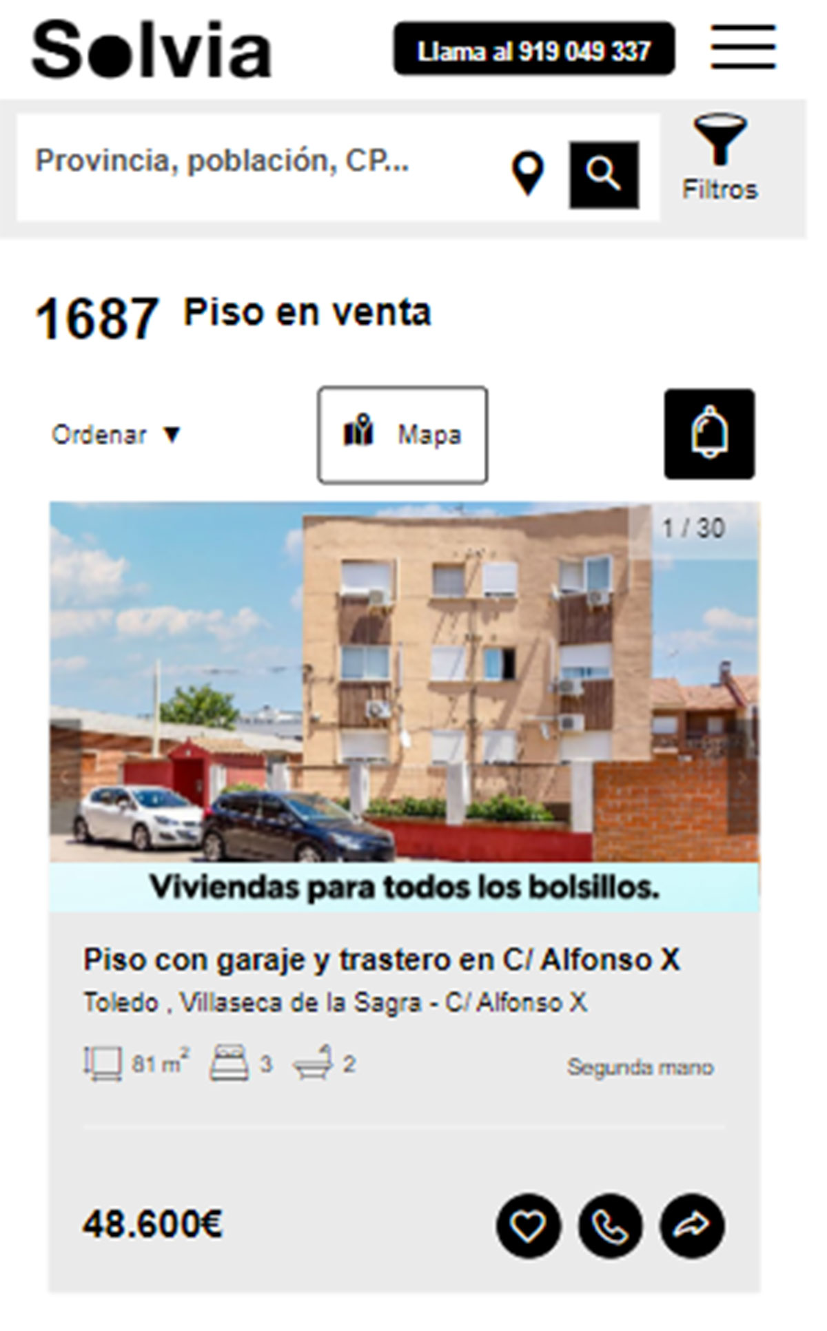 Piso con dos baños por 48.000 euros