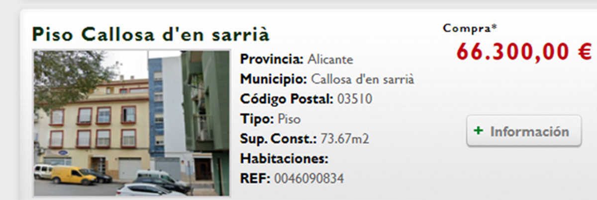 Piso a la venta en Alicante por 63.000 euros