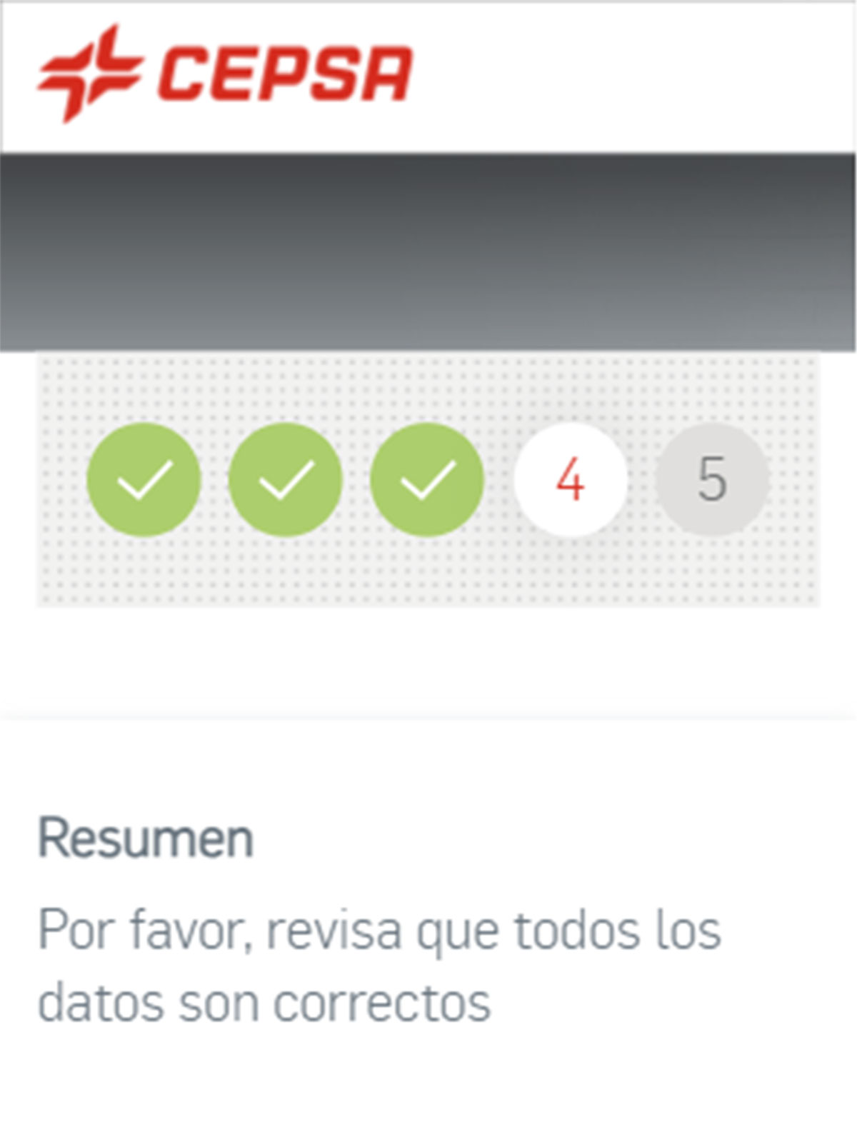 Resumen del pedido en Cepsa