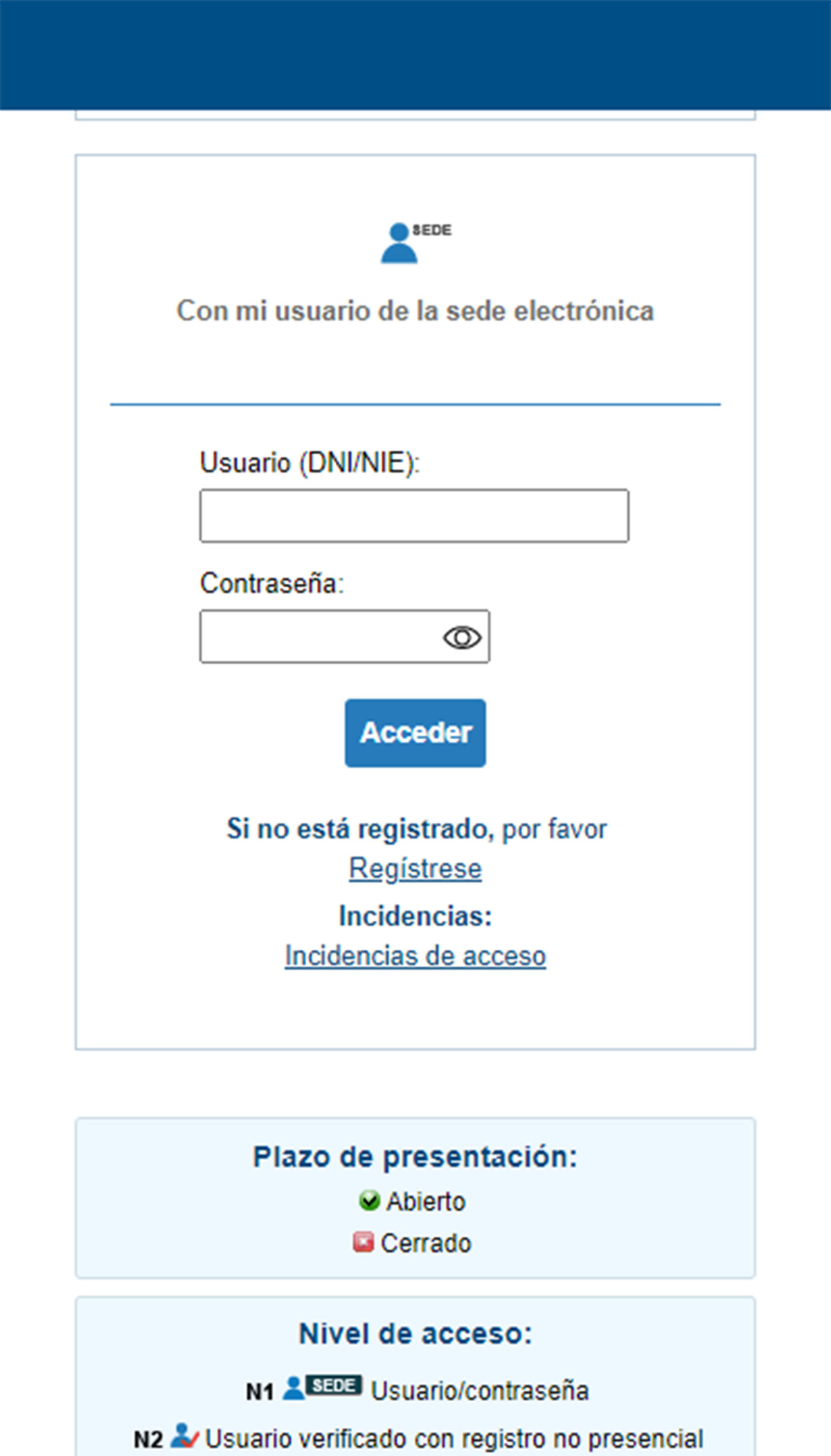 Usuario y contraseña