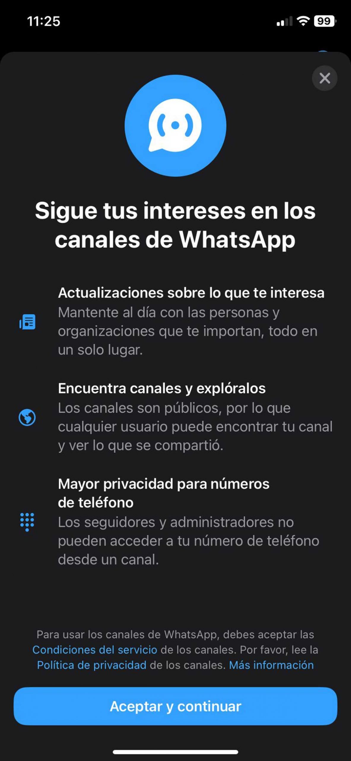 Novedades de los canales de WhatsApp.