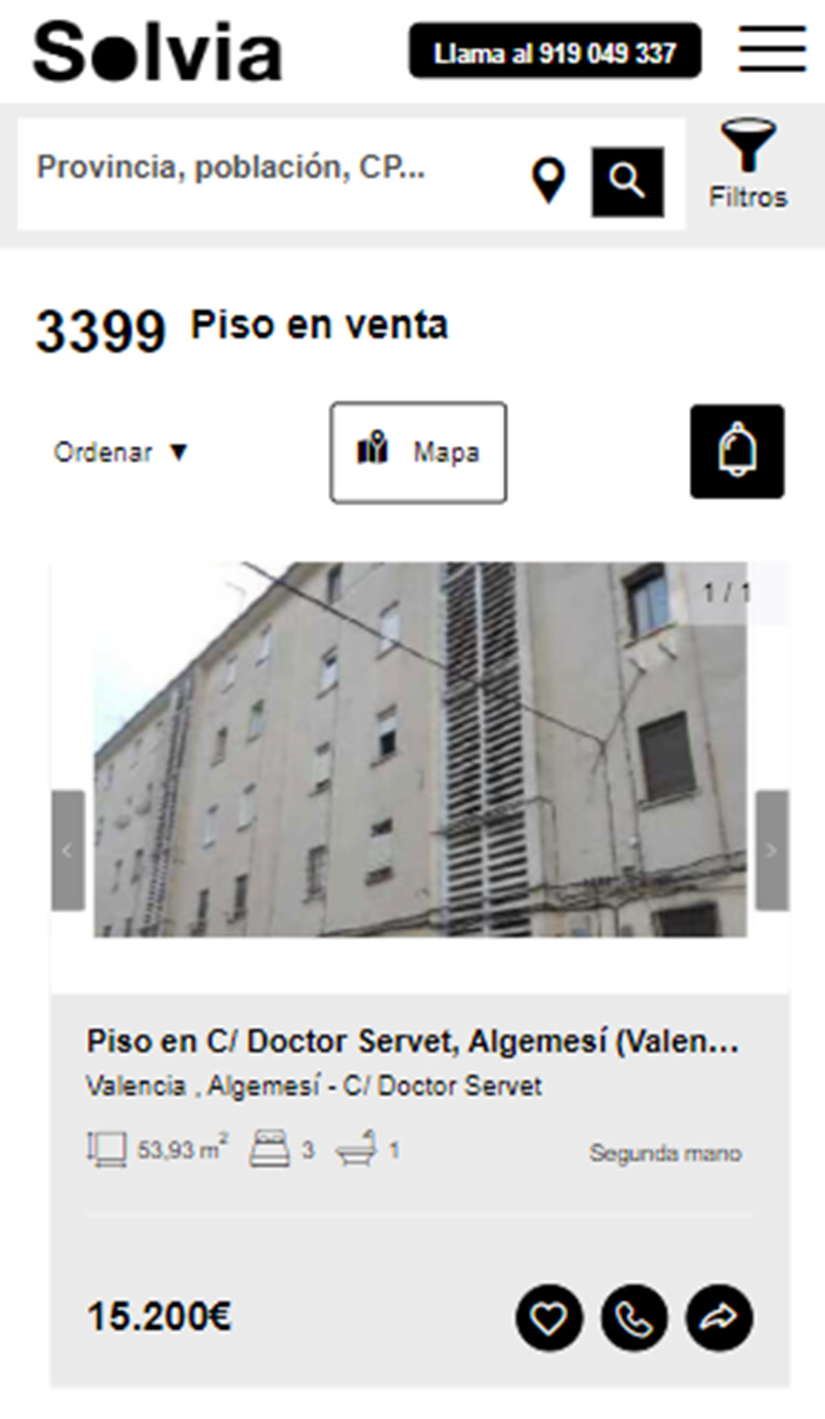 Piso de tres habitaciones por 15.000 euros