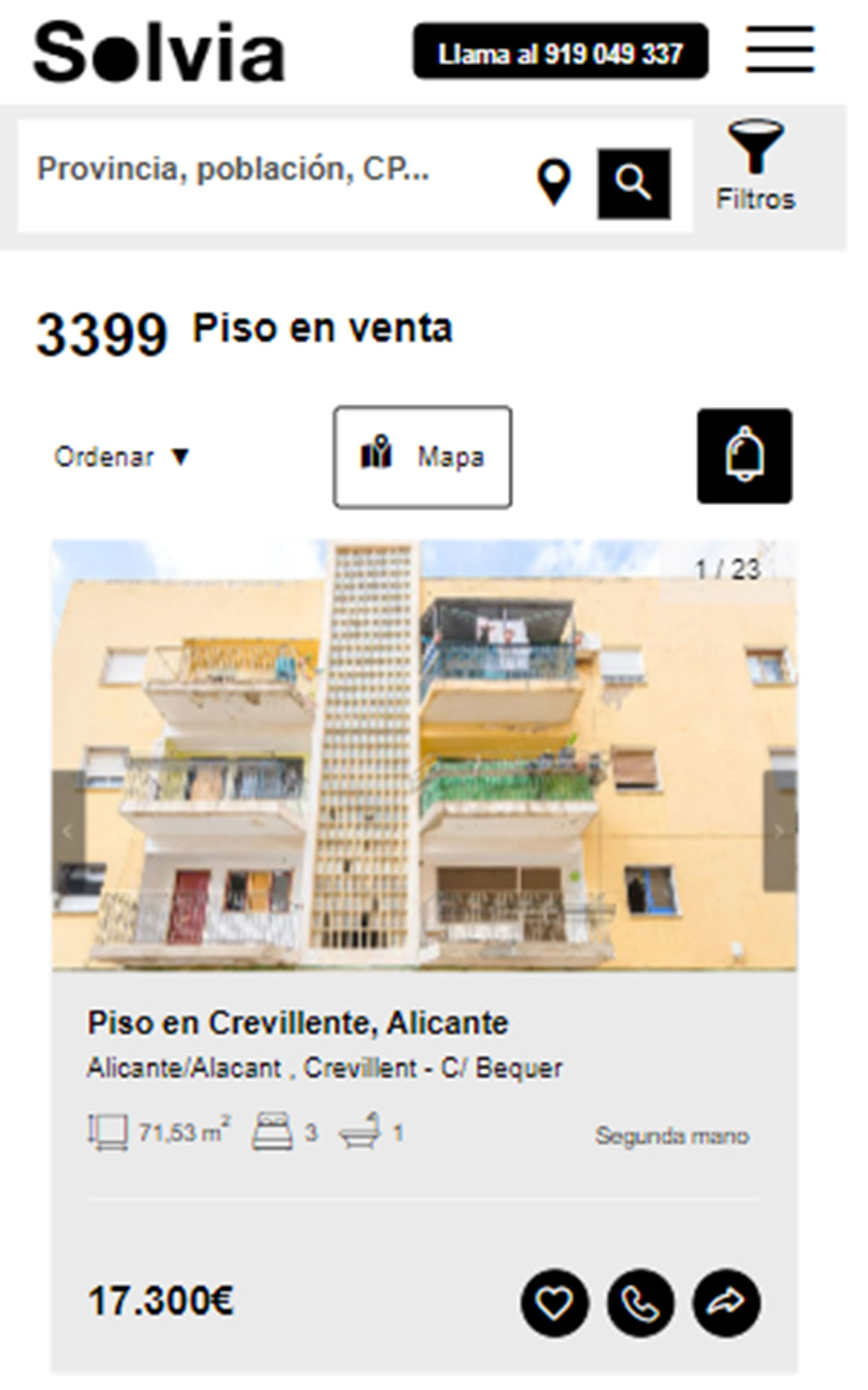 Piso de tres habitaciones por 17.300 euros