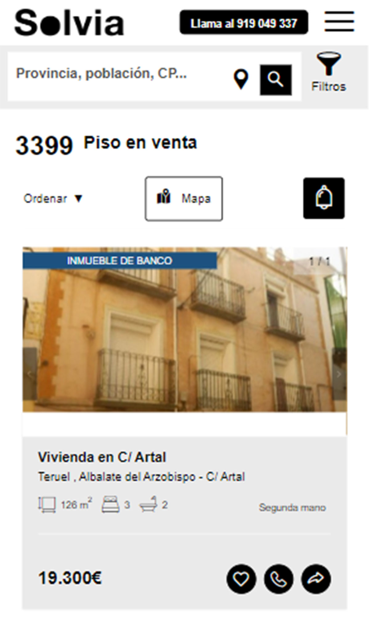 Piso de tres habitaciones por 19.300 euros