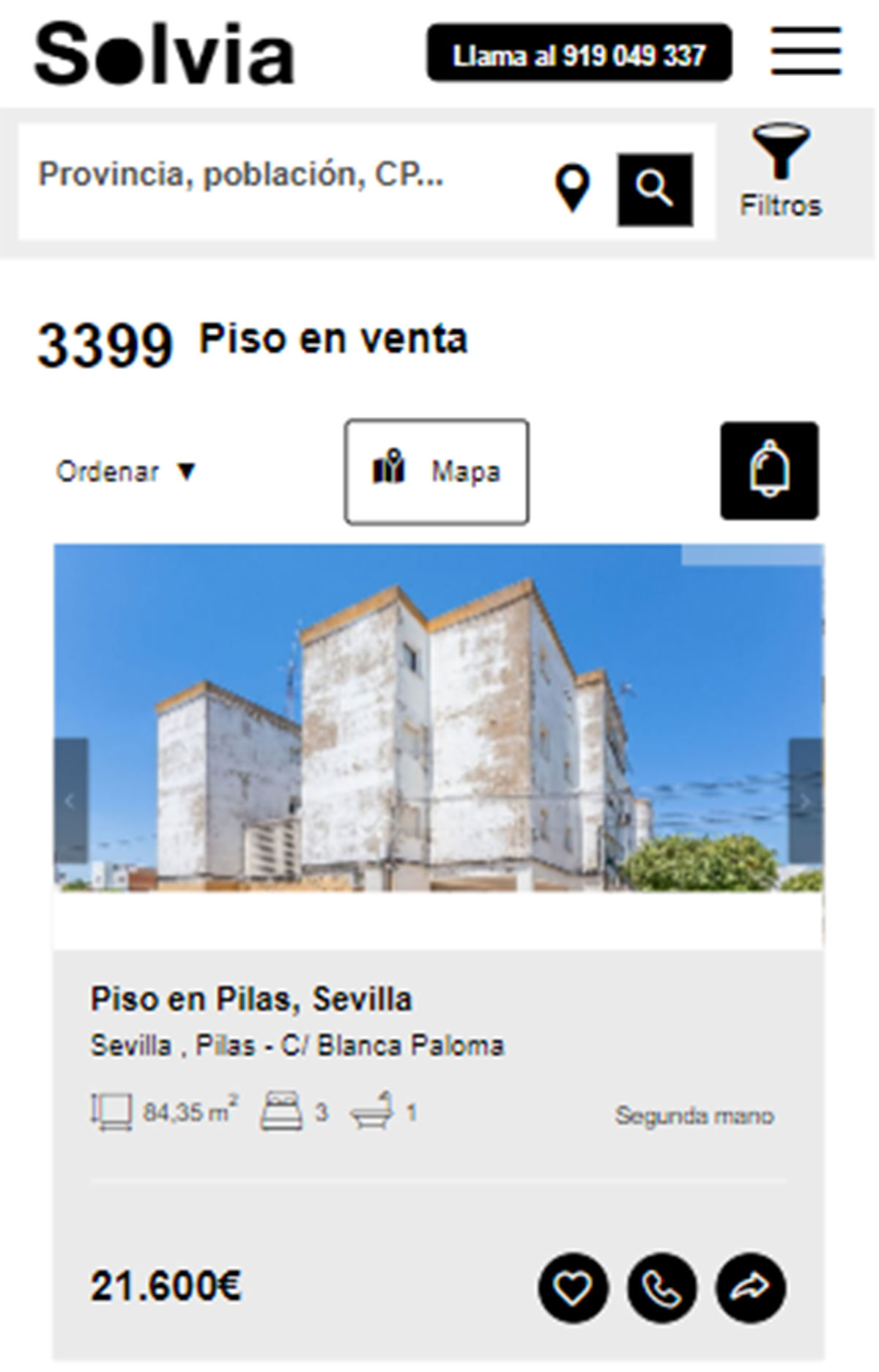 Piso de tres habitaciones por 21.600 euros