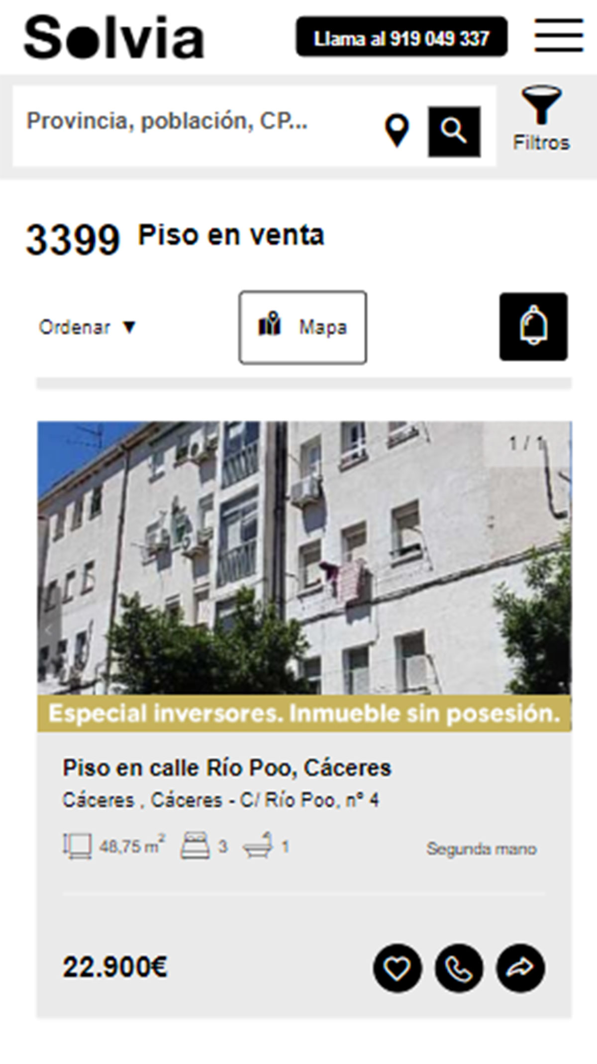 Piso de tres habitaciones por 22.900 euros