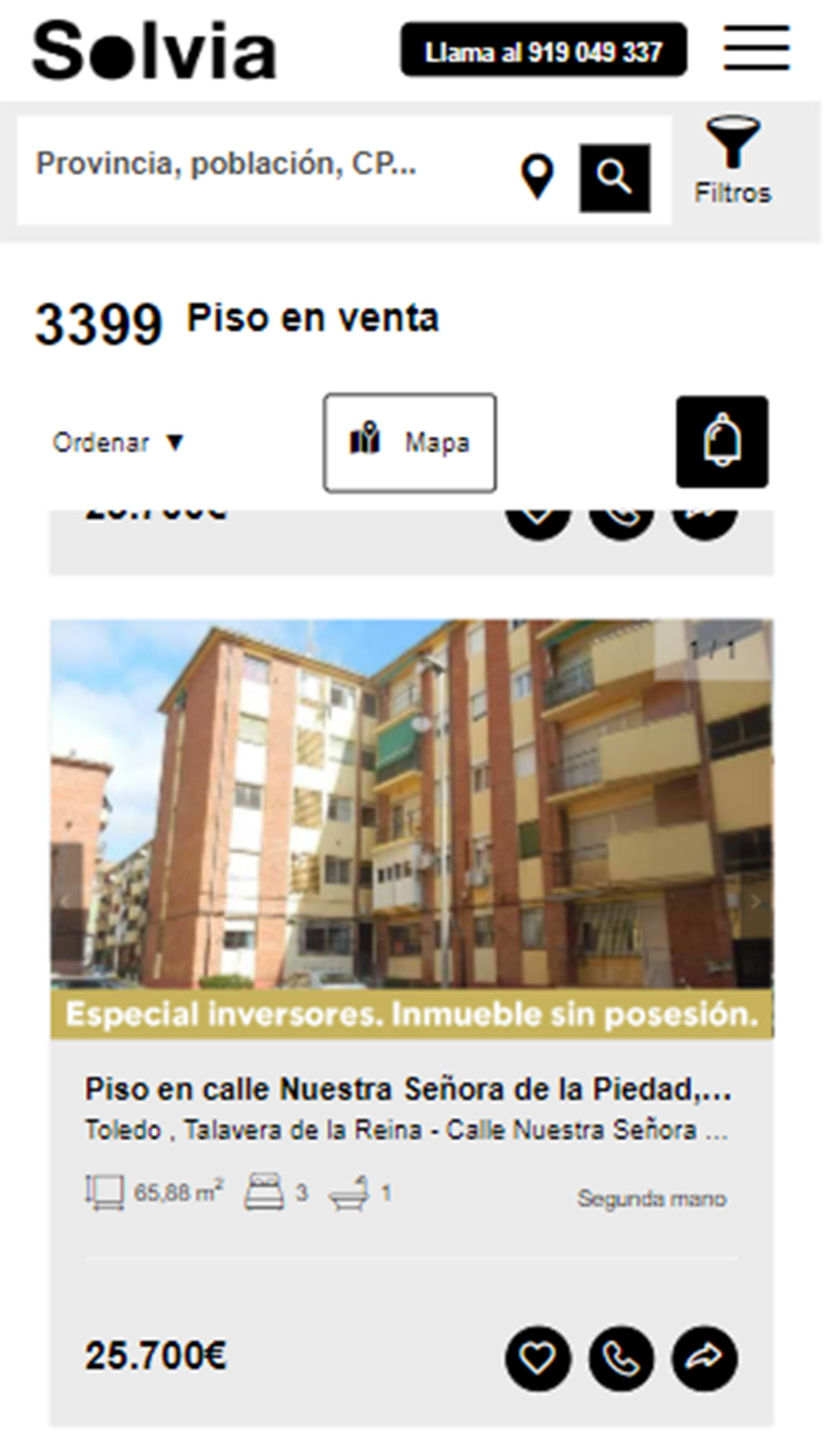 Piso de tres habitaciones por 25.700 euros