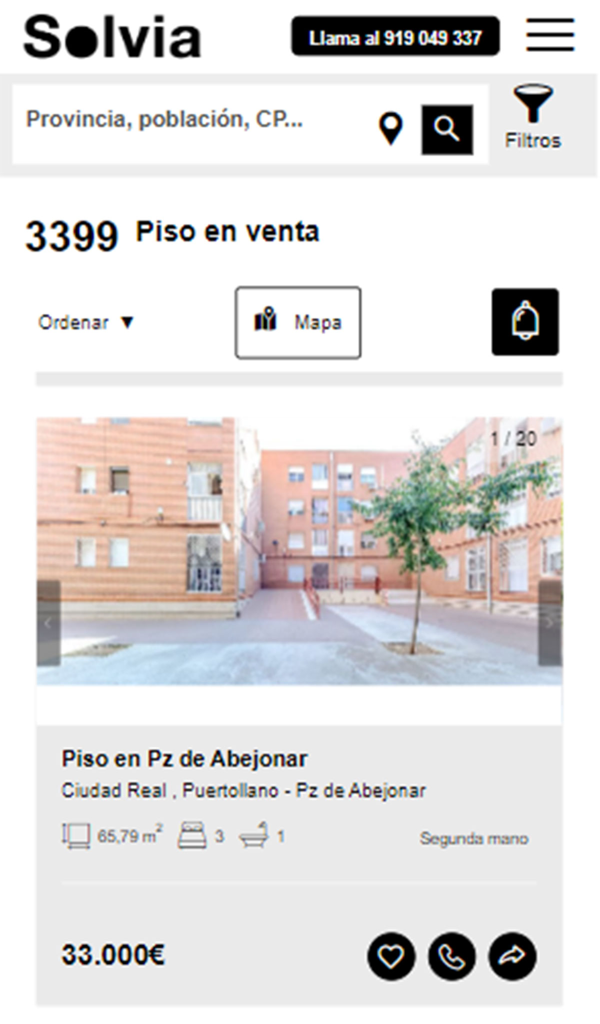 Piso de tres habitaciones por 33.000 euros