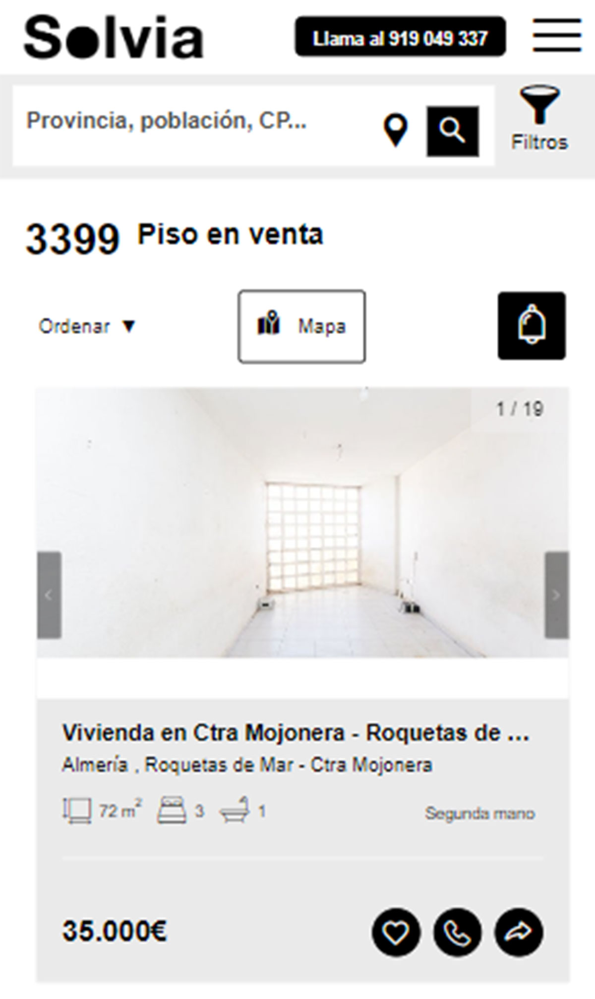 Piso de tres habitaciones por 35.000 euros