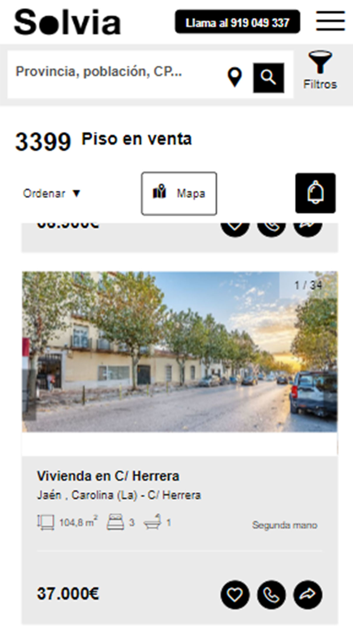 Piso de tres habitaciones por 37.000 euros
