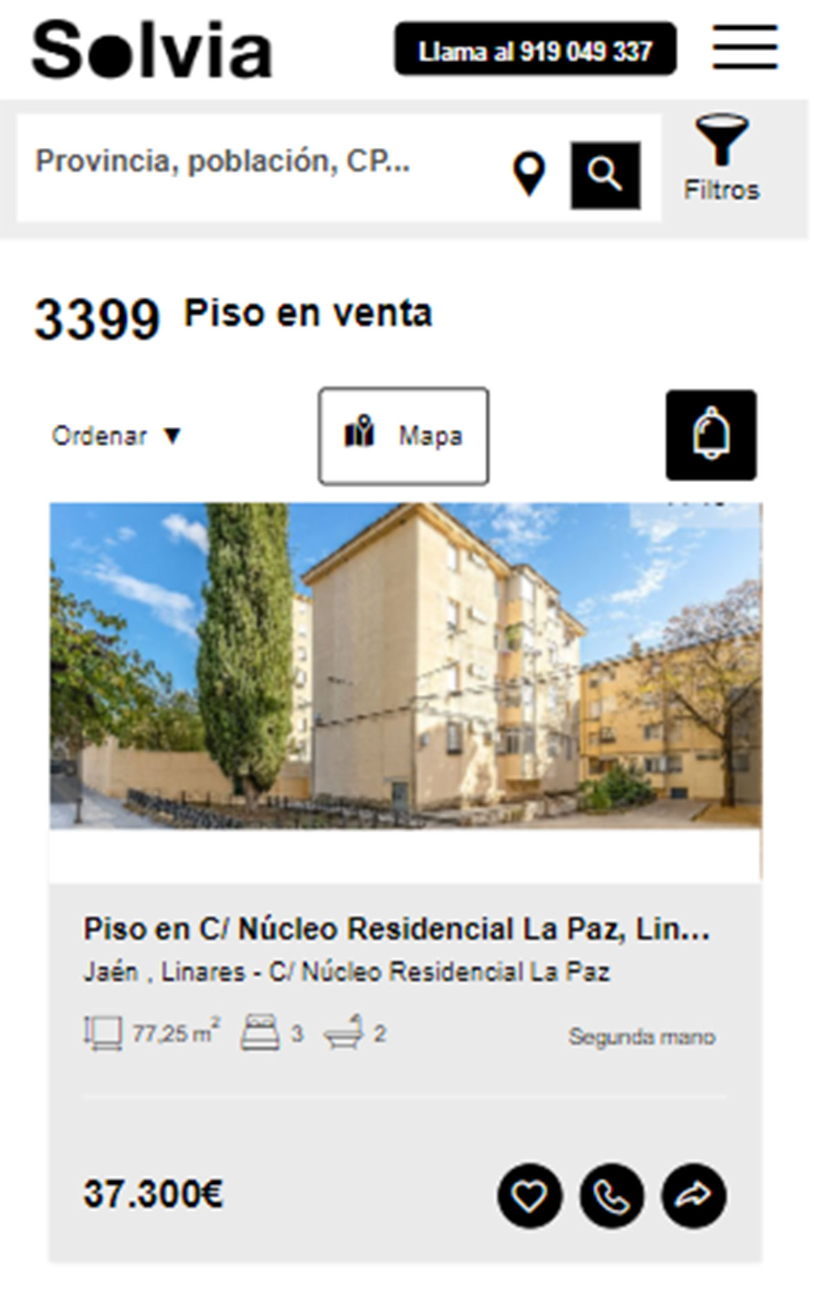 Piso de tres habitaciones por 37.300 euros