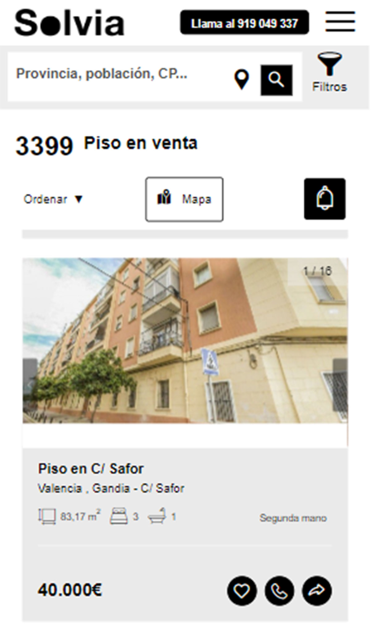 Piso de tres habitaciones por 40.000 euros