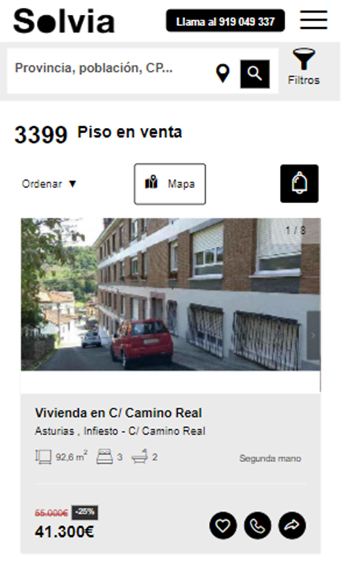Piso de tres habitaciones por 41.300 euros