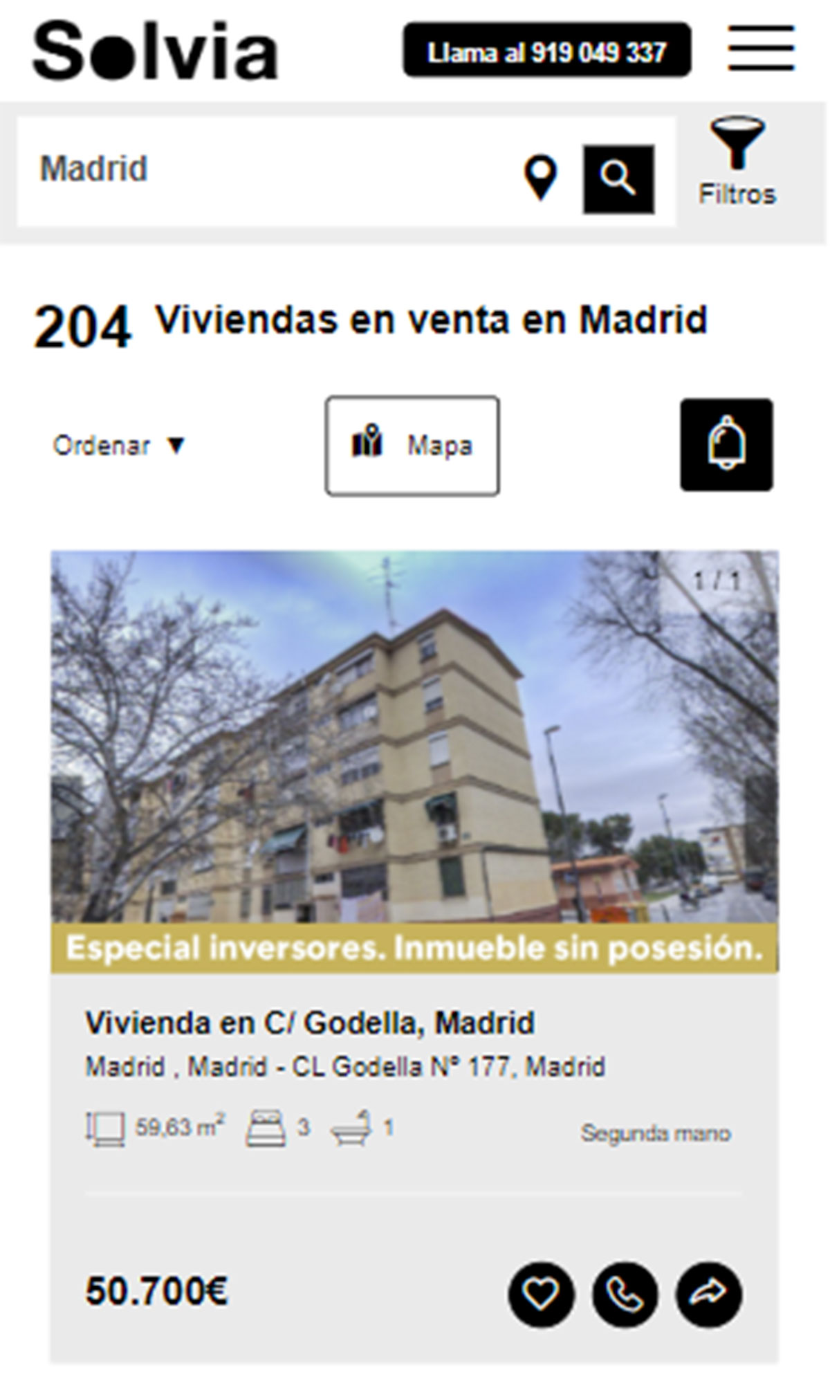 Piso en la ciudad de Madrid por 50.700 euros