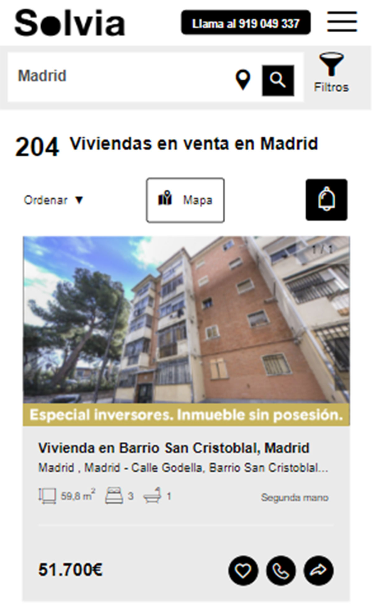Piso en la ciudad de Madrid por 51.700 euros