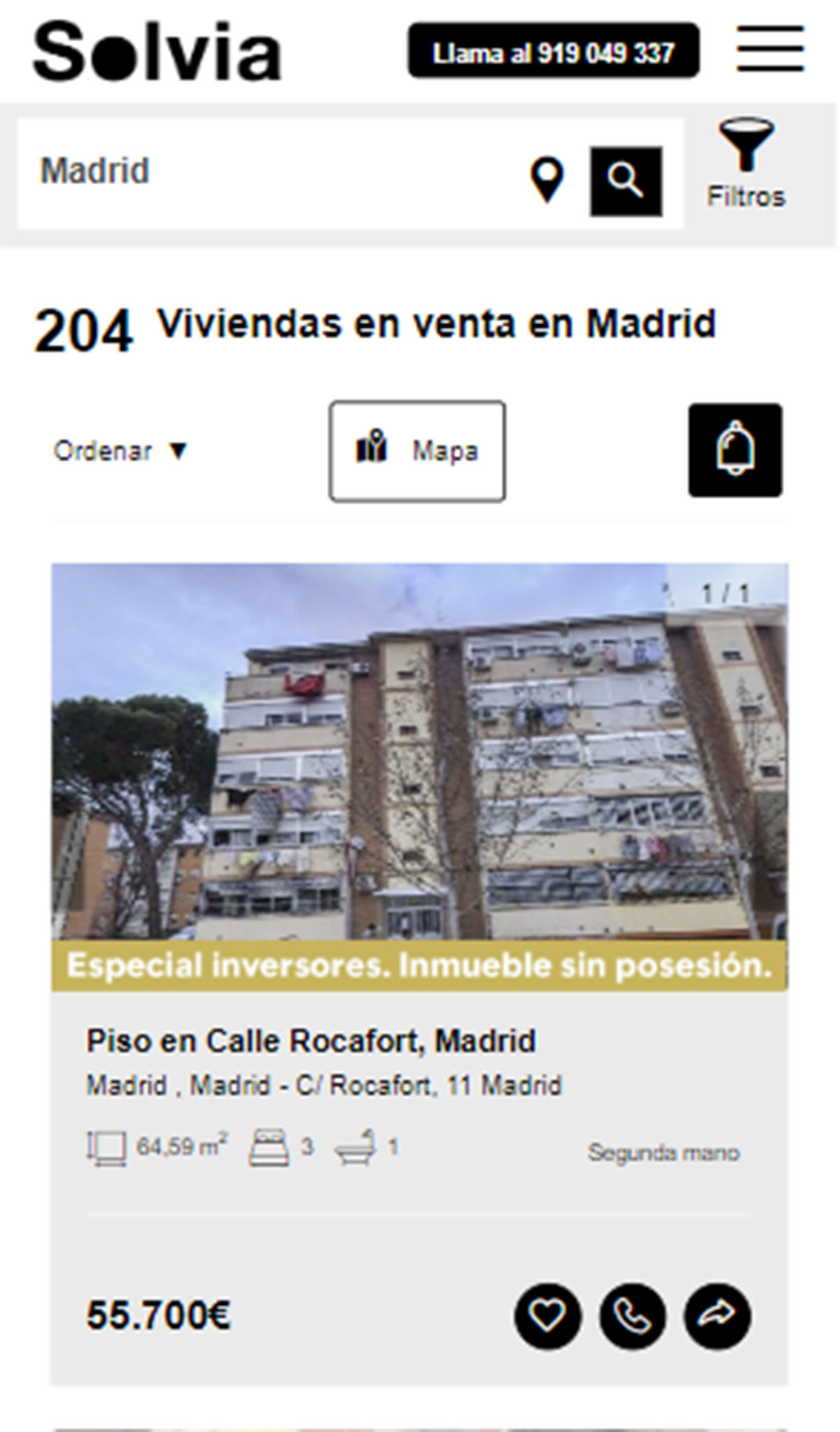 Piso en la ciudad de Madrid por 55.700 euros