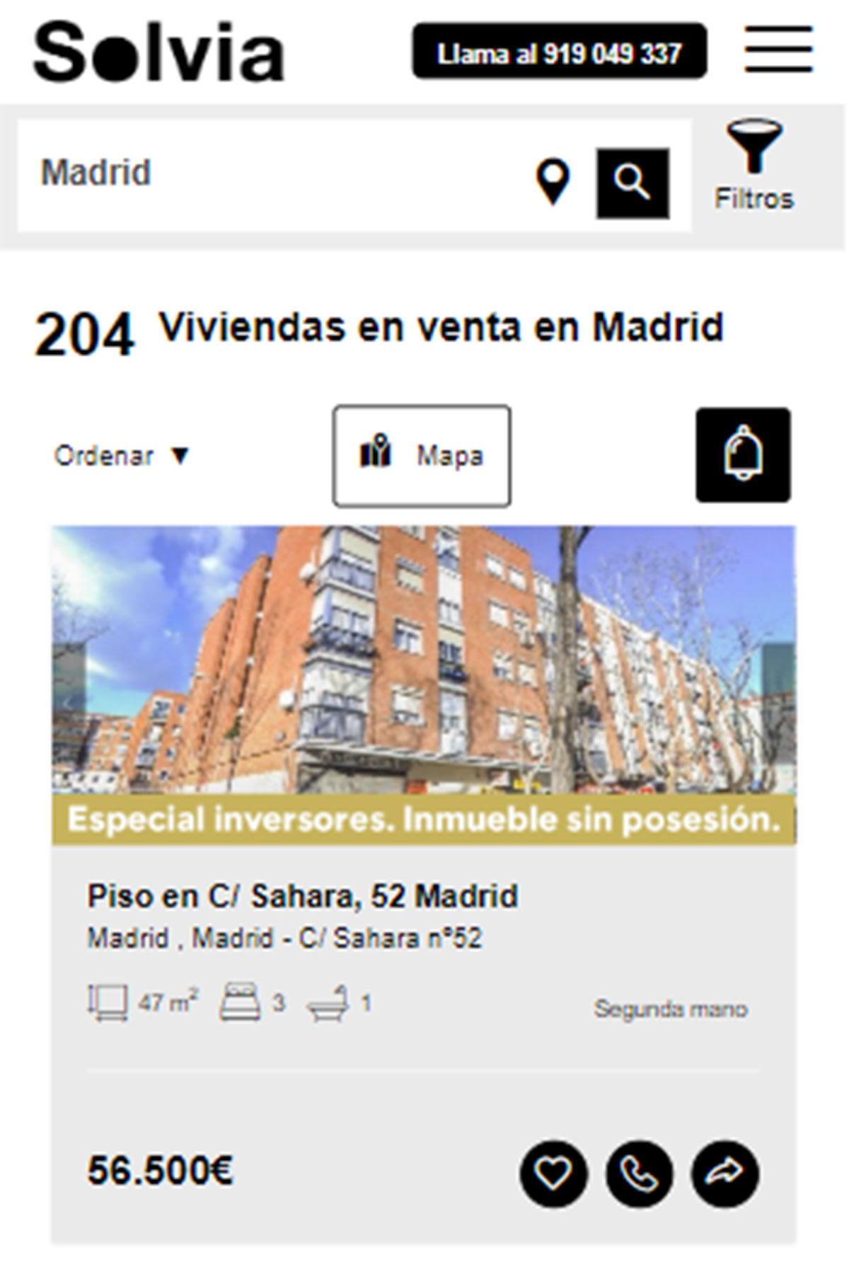 Piso en la ciudad de Madrid por 56.500 euros