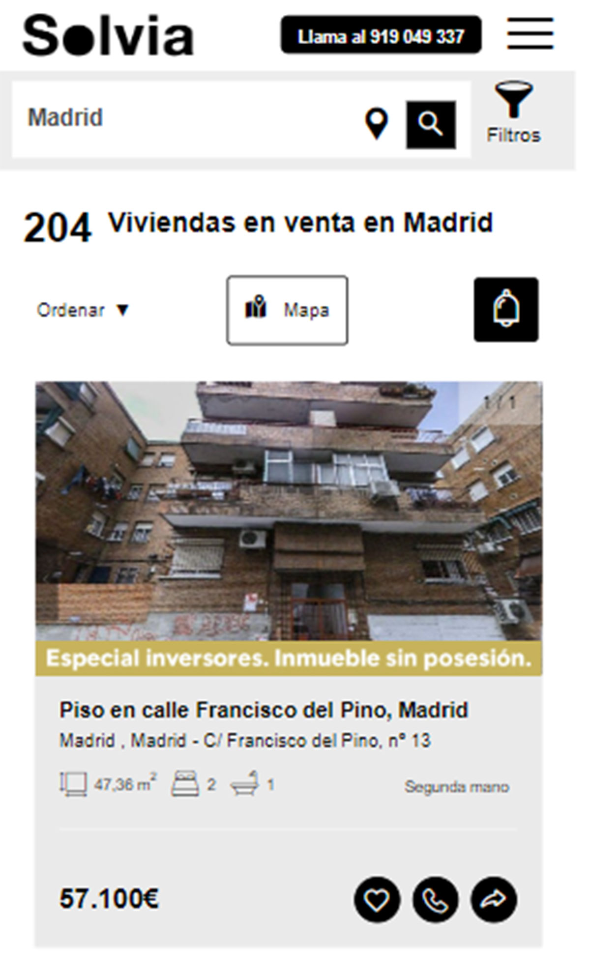 Piso en la ciudad de Madrid por 57.100 euros
