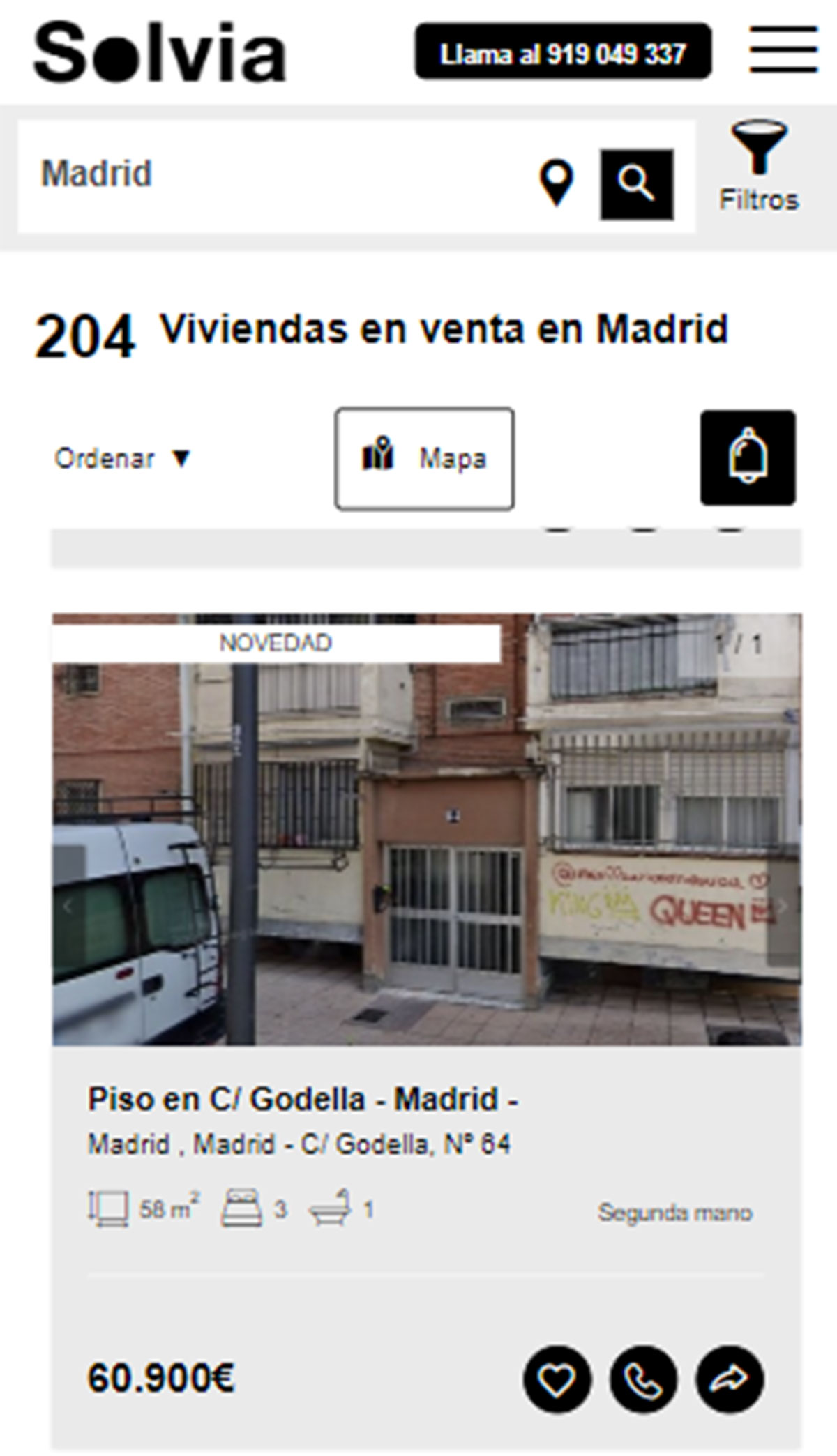 Piso en la ciudad de Madrid por 60.900 euros