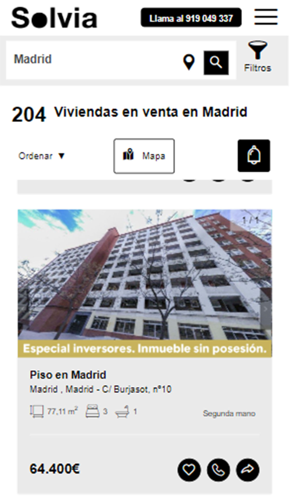 Piso en la ciudad de Madrid por 64.400 euros