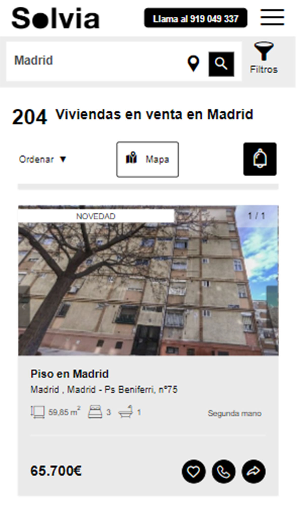 Piso en la ciudad de Madrid por 65.700 euros